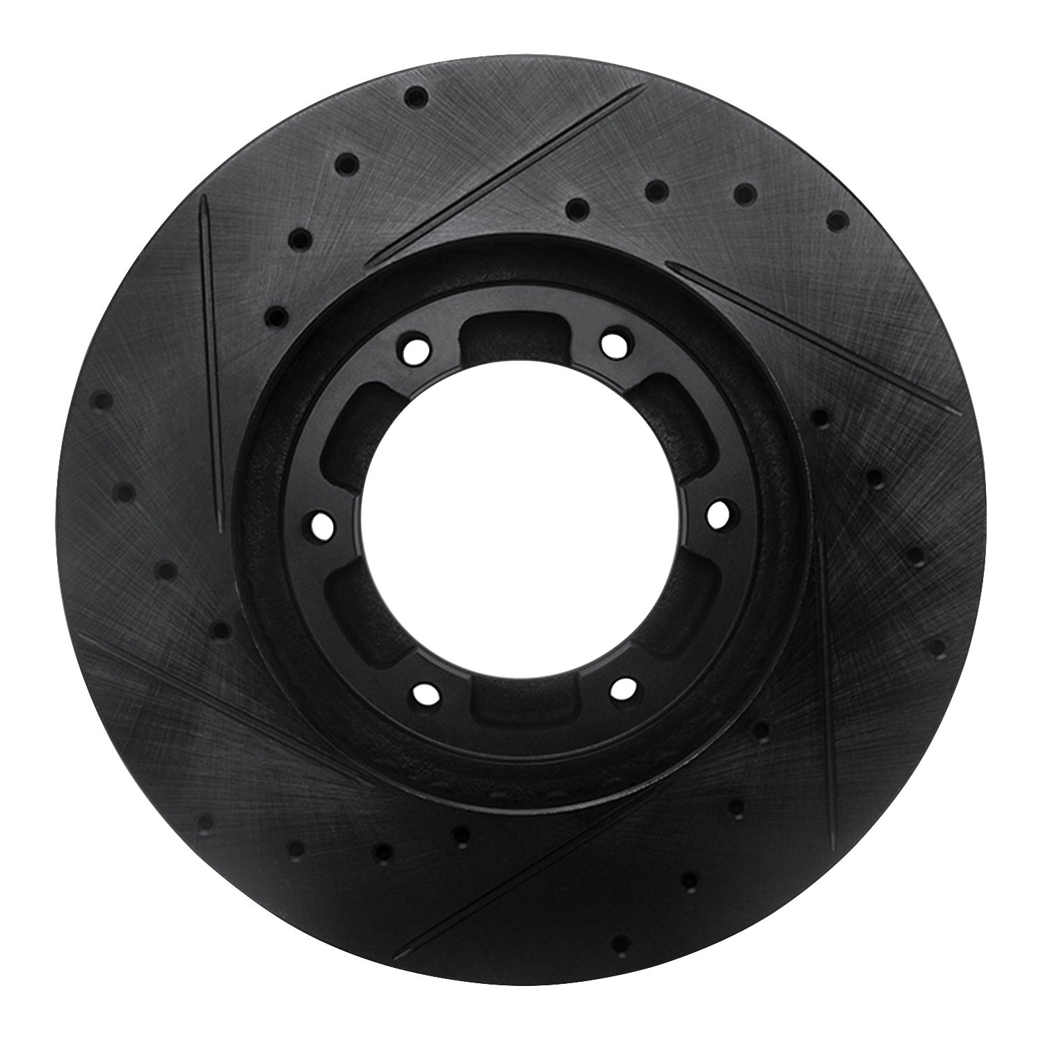 E-Line Drilled & Slotted Black Brake Rotor, 2005-2020 Fits Multiple Makes/Models, Position: Front Right