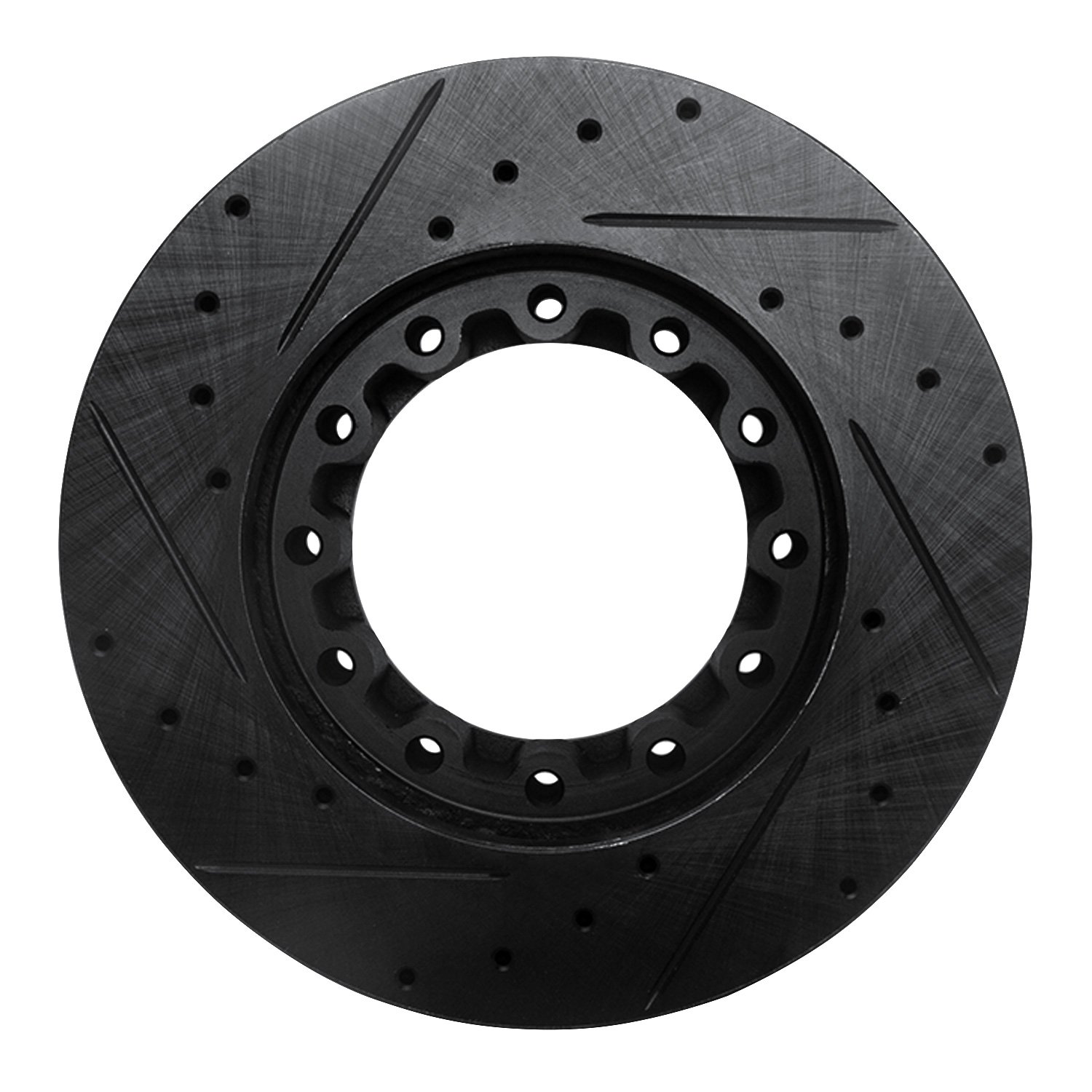 E-Line Drilled & Slotted Black Brake Rotor, 2005-2020 Fits Multiple Makes/Models, Position: Rear Right