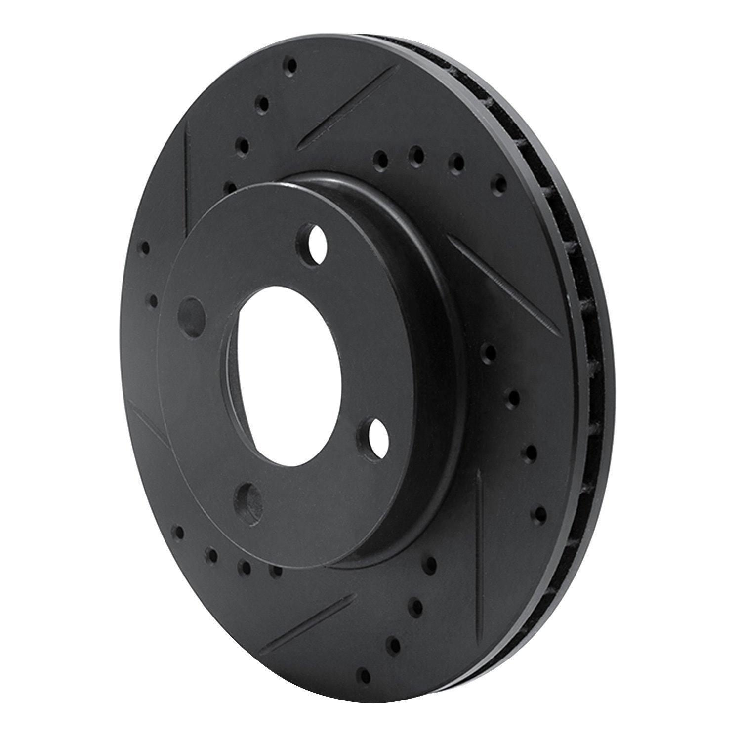 E-Line Drilled & Slotted Black Brake Rotor, 1978-1992 Audi/Porsche/Volkswagen, Position: Front Left