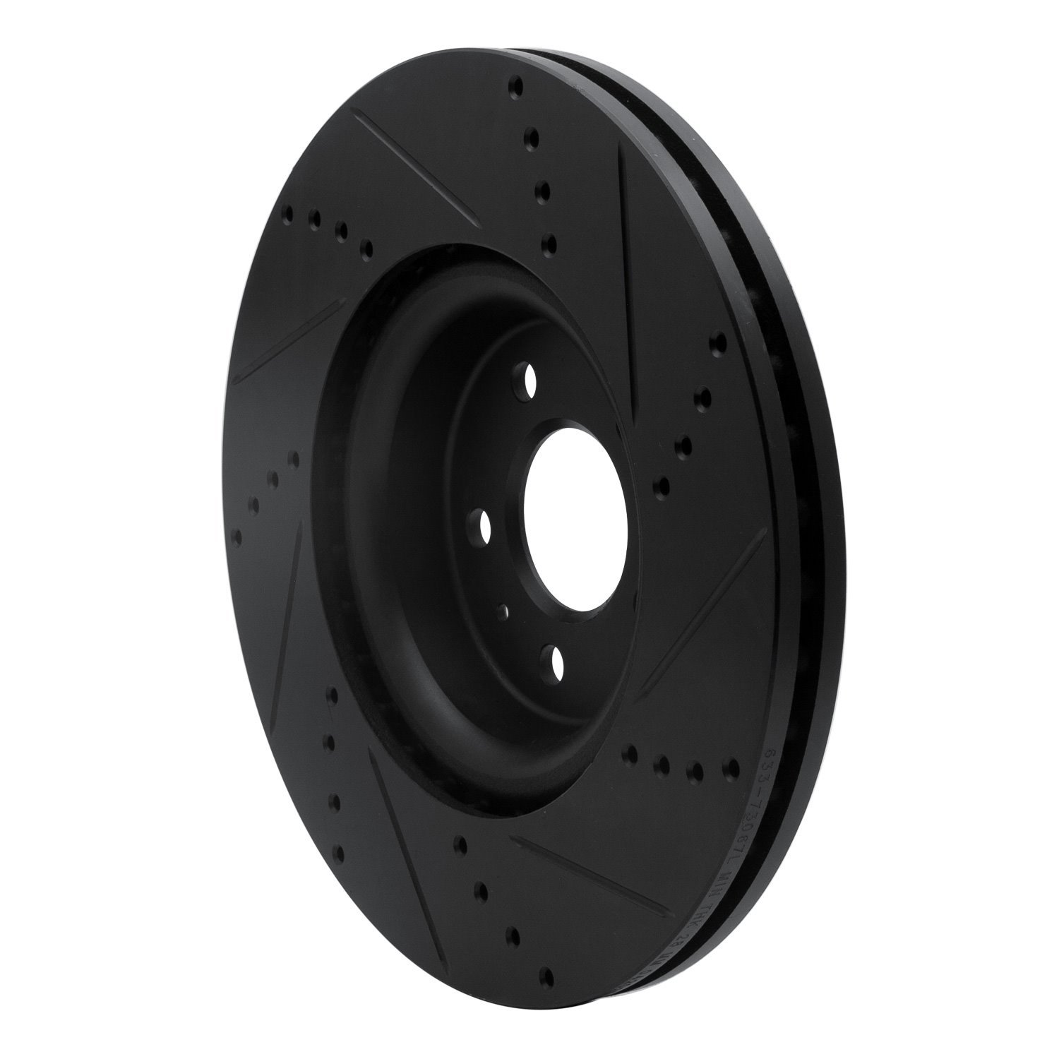 E-Line Drilled & Slotted Black Brake Rotor, 2012-2020 Audi/Porsche/Volkswagen, Position: Front Left