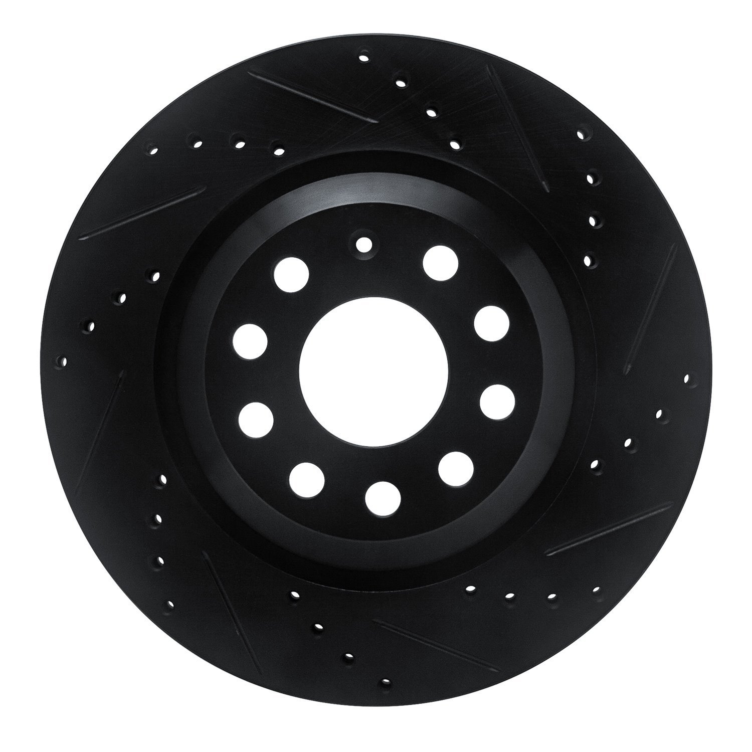 E-Line Drilled & Slotted Black Brake Rotor, Fits Select Audi/Porsche/Volkswagen, Position: Rear Right