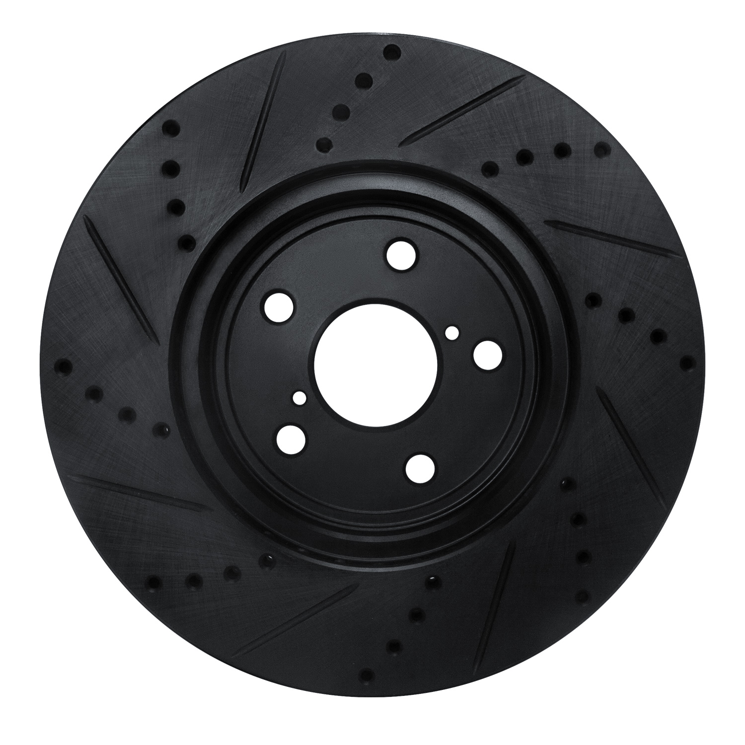 E-Line Drilled & Slotted Black Brake Rotor, 2001-2006 Lexus/Toyota/Scion, Position: Front Right