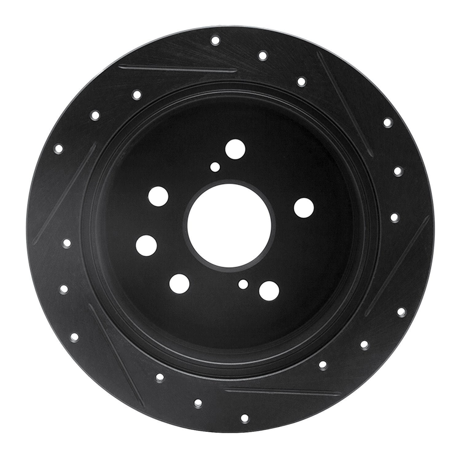 E-Line Drilled & Slotted Black Brake Rotor, 2006-2015 Lexus/Toyota/Scion, Position: Rear Left