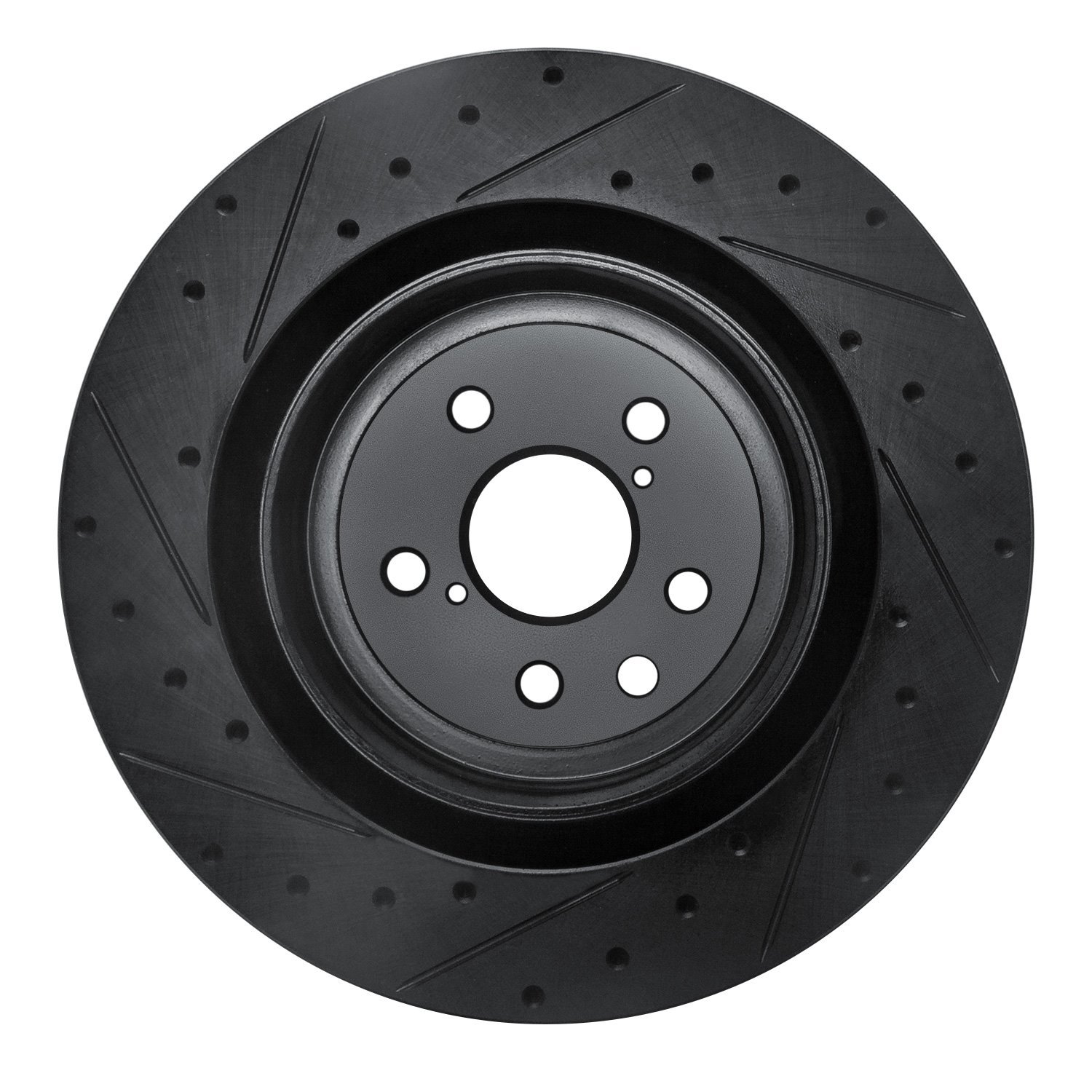 E-Line Drilled & Slotted Black Brake Rotor, Fits Select Lexus/Toyota/Scion, Position: Rear Right