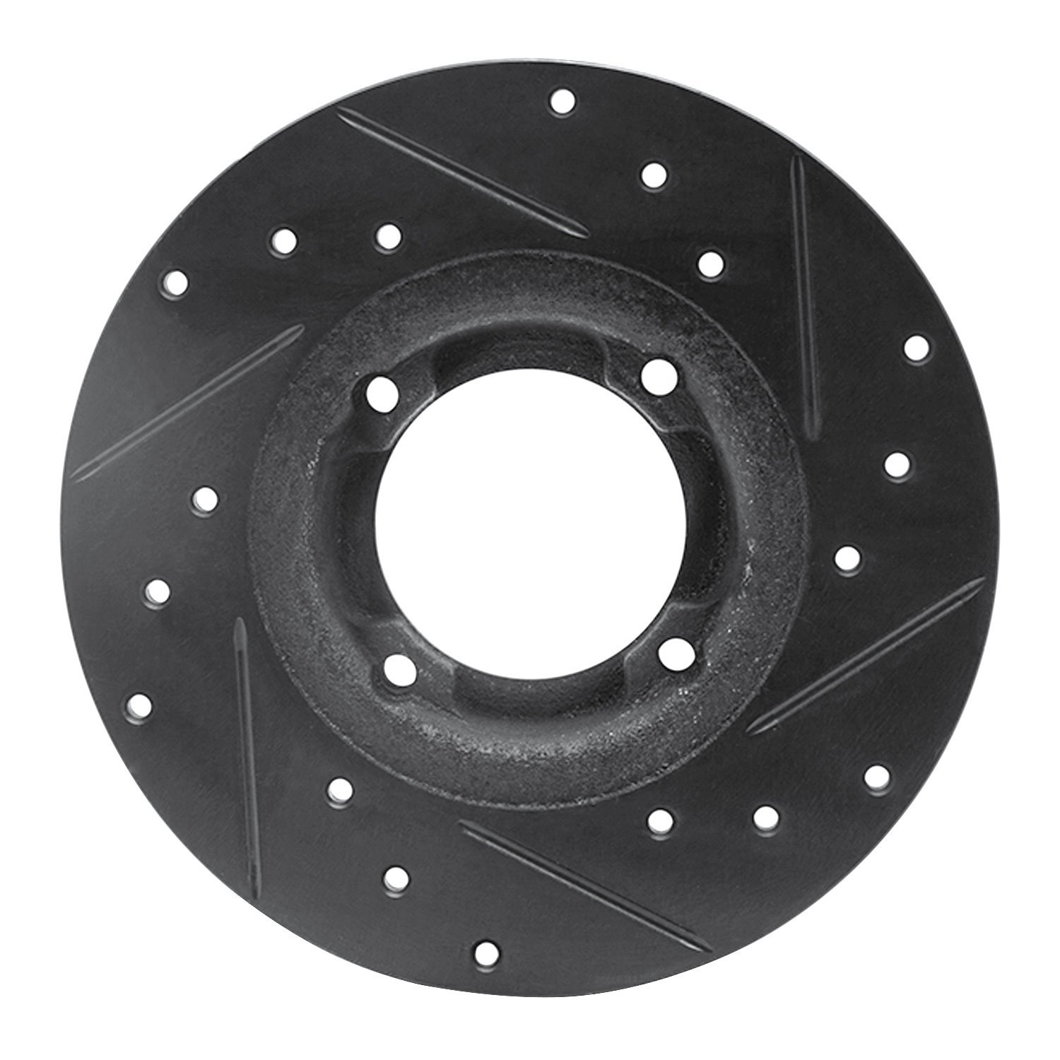 E-Line Drilled & Slotted Black Brake Rotor, 1980-1982 Lexus/Toyota/Scion, Position: Front Left