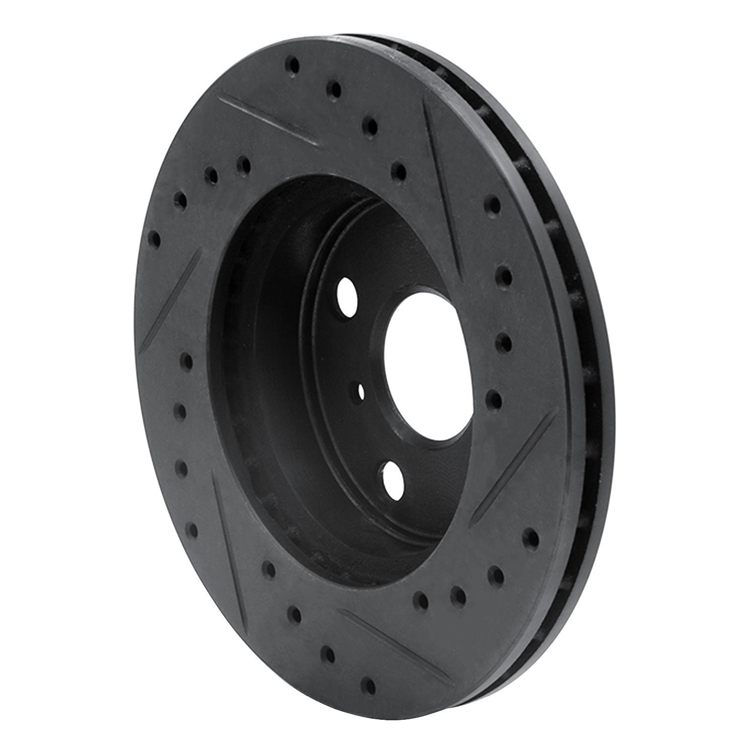 E-Line Drilled & Slotted Black Brake Rotor, 1986-1989 Lexus/Toyota/Scion, Position: Front Left