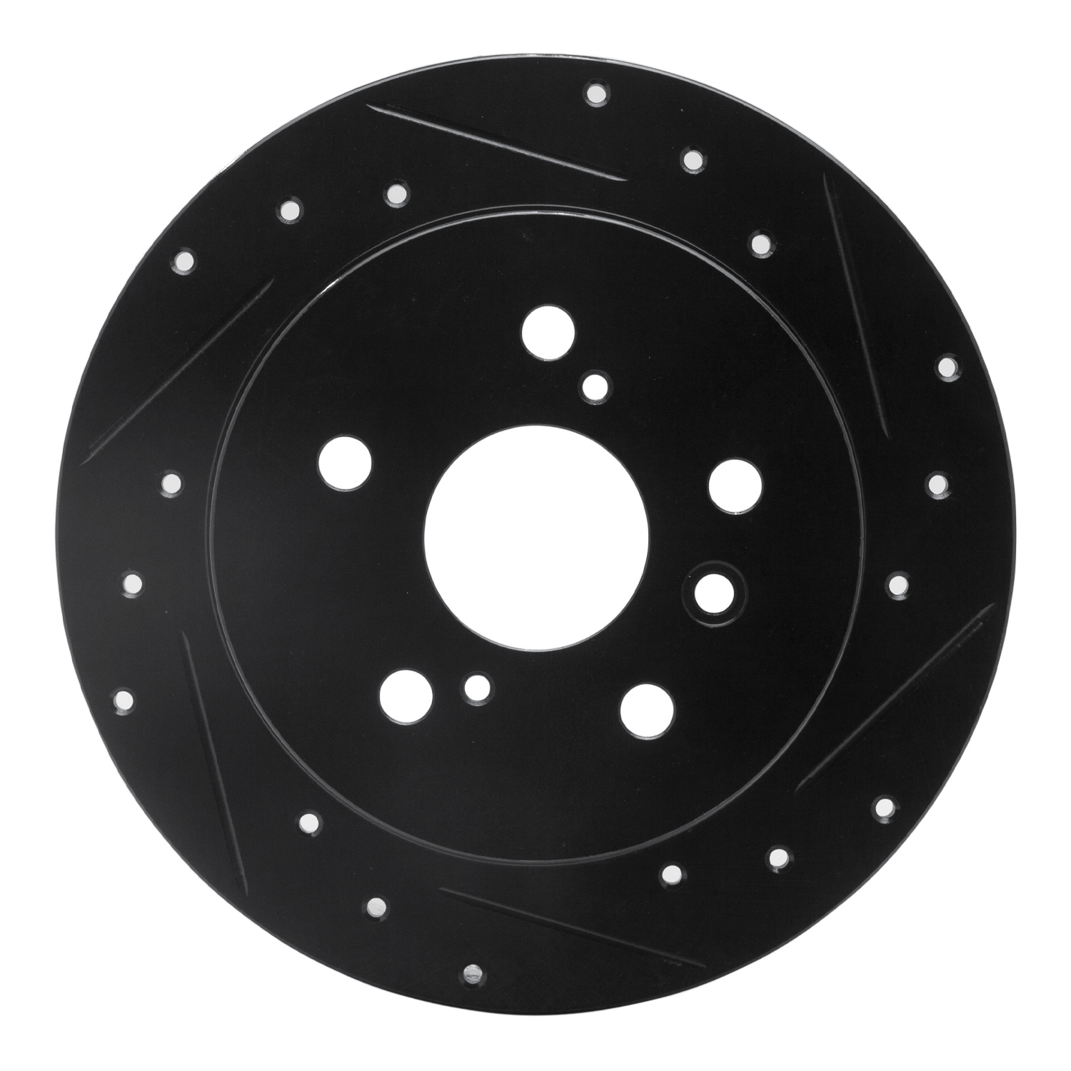 E-Line Drilled & Slotted Black Brake Rotor, 2007-2012 Lexus/Toyota/Scion, Position: Rear Right