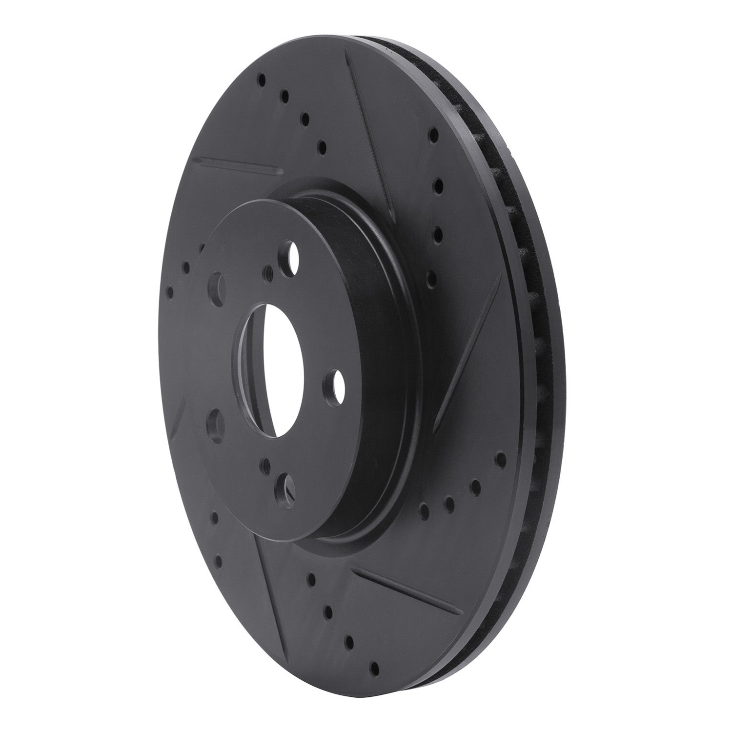 E-Line Drilled & Slotted Black Brake Rotor, 2008-2019 Fits Multiple Makes/Models, Position: Front Right