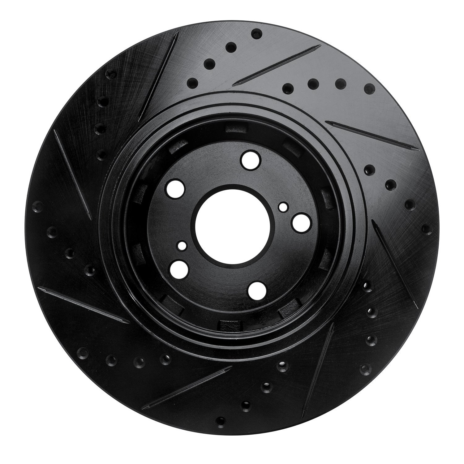 E-Line Drilled & Slotted Black Brake Rotor, 2009-2015 Lexus/Toyota/Scion, Position: Front Right