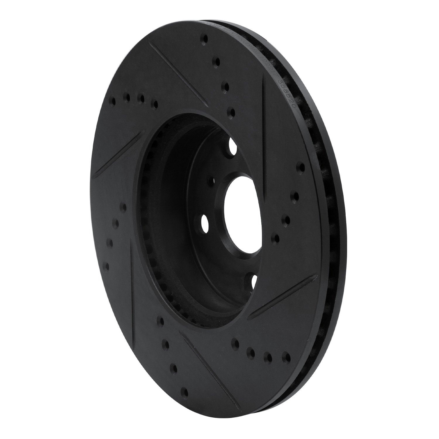 E-Line Drilled & Slotted Black Brake Rotor, 2012-2018 Lexus/Toyota/Scion, Position: Front Left