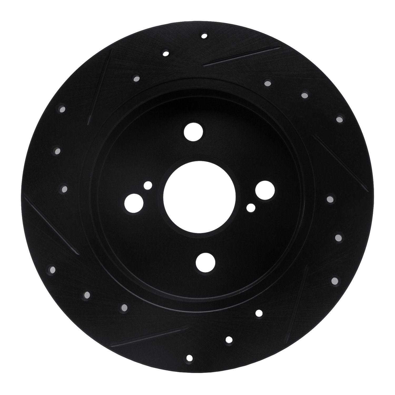 E-Line Drilled & Slotted Black Brake Rotor, 2012-2018 Lexus/Toyota/Scion, Position: Rear Right