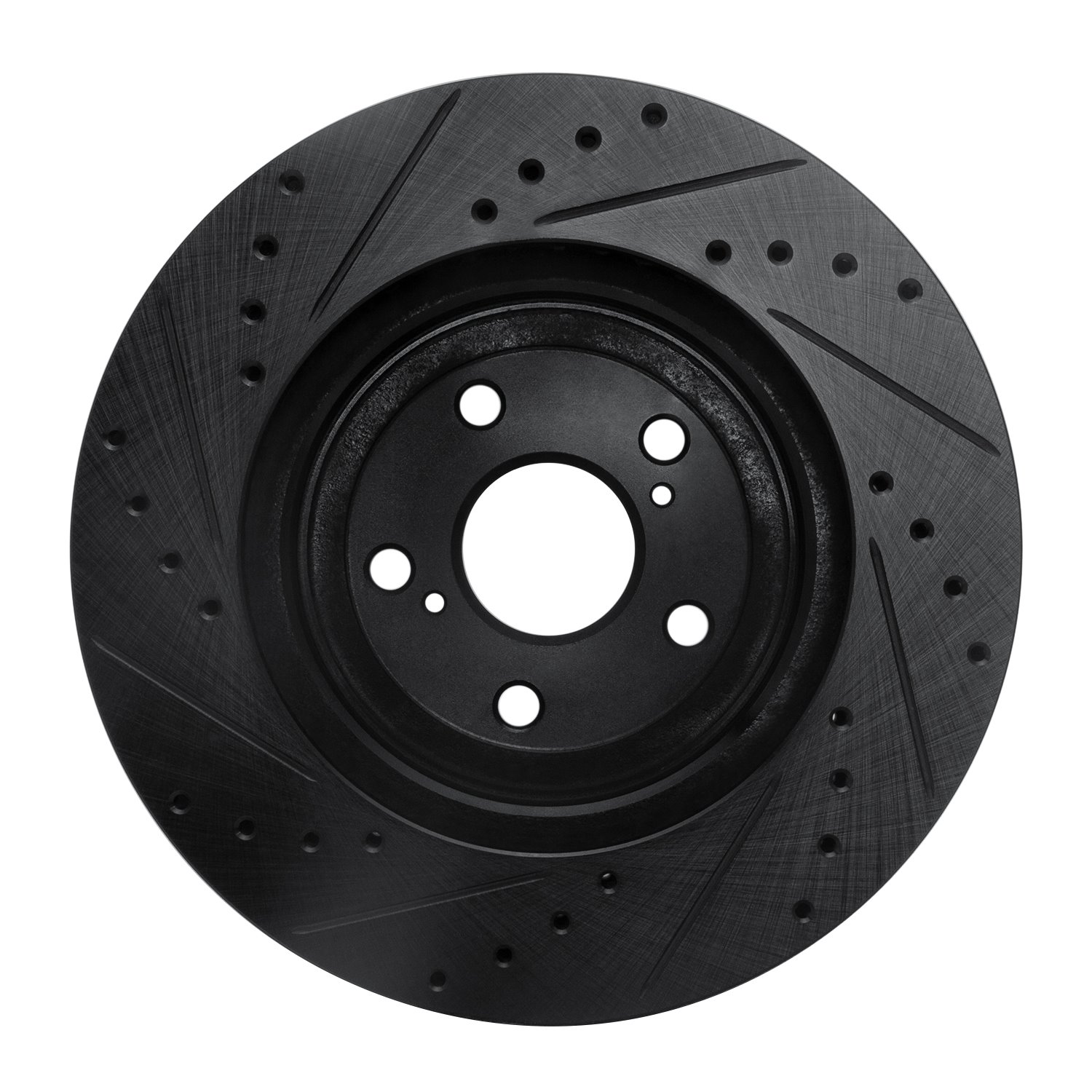 E-Line Drilled & Slotted Black Brake Rotor, 2004-2009 Lexus/Toyota/Scion, Position: Front Right