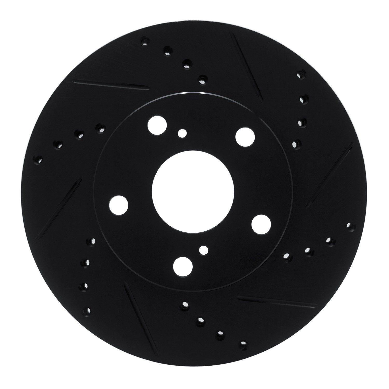 E-Line Drilled & Slotted Black Brake Rotor, 2005-2015 Lexus/Toyota/Scion, Position: Front Right