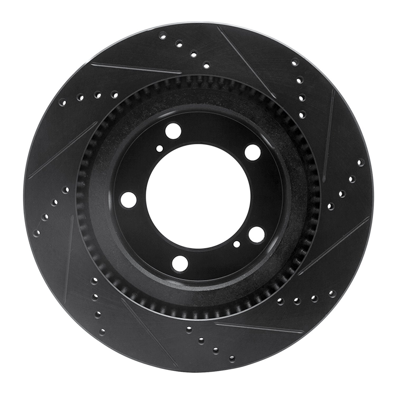E-Line Drilled & Slotted Black Brake Rotor, Fits Select Lexus/Toyota/Scion, Position: Front Left