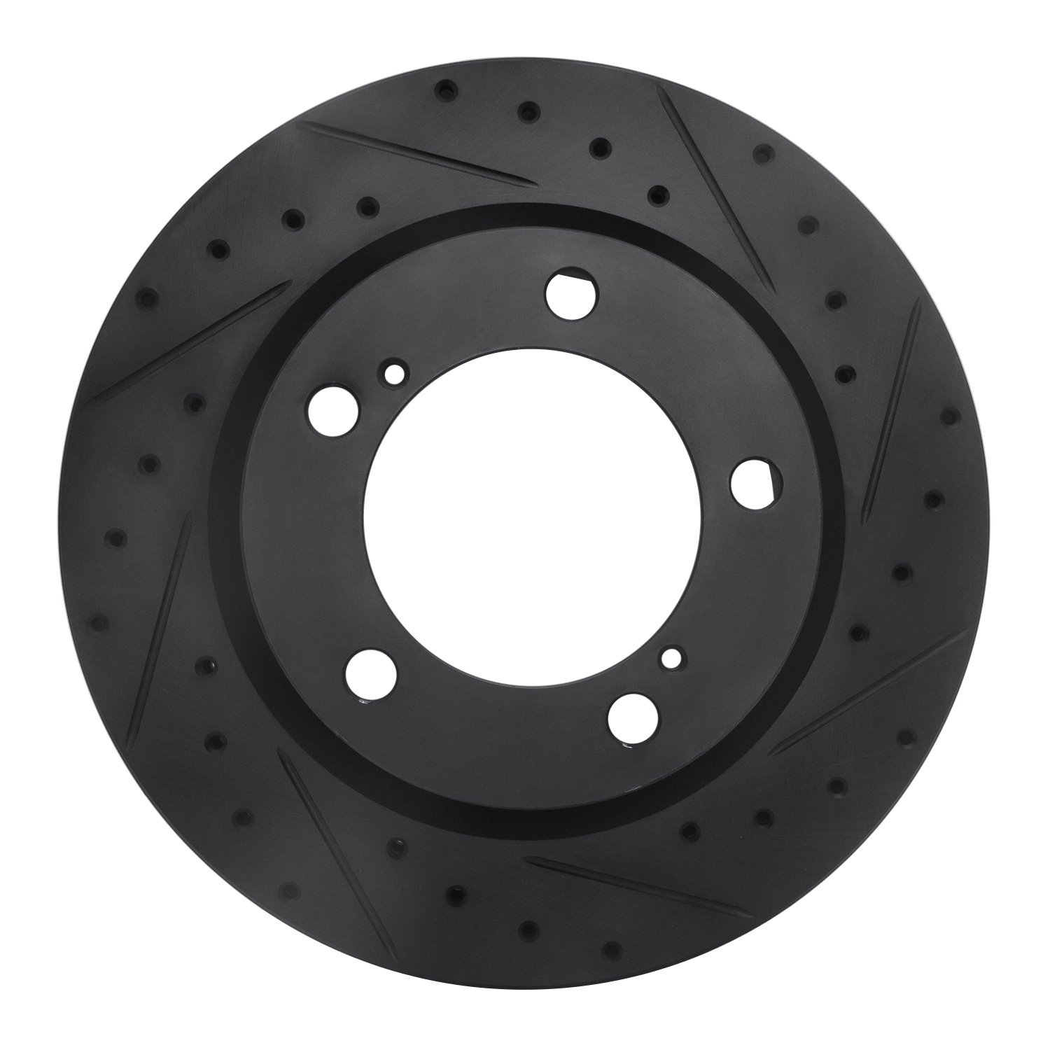 E-Line Drilled & Slotted Black Brake Rotor, 2008-2021 Lexus/Toyota/Scion, Position: Front Right