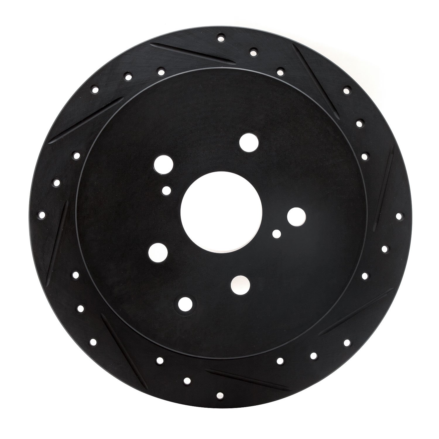 E-Line Drilled & Slotted Black Brake Rotor, 2010-2020 Lexus/Toyota/Scion, Position: Rear Right