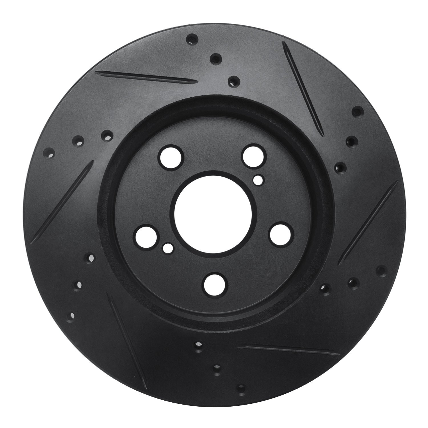 E-Line Drilled & Slotted Black Brake Rotor, Fits Select Lexus/Toyota/Scion, Position: Front Left