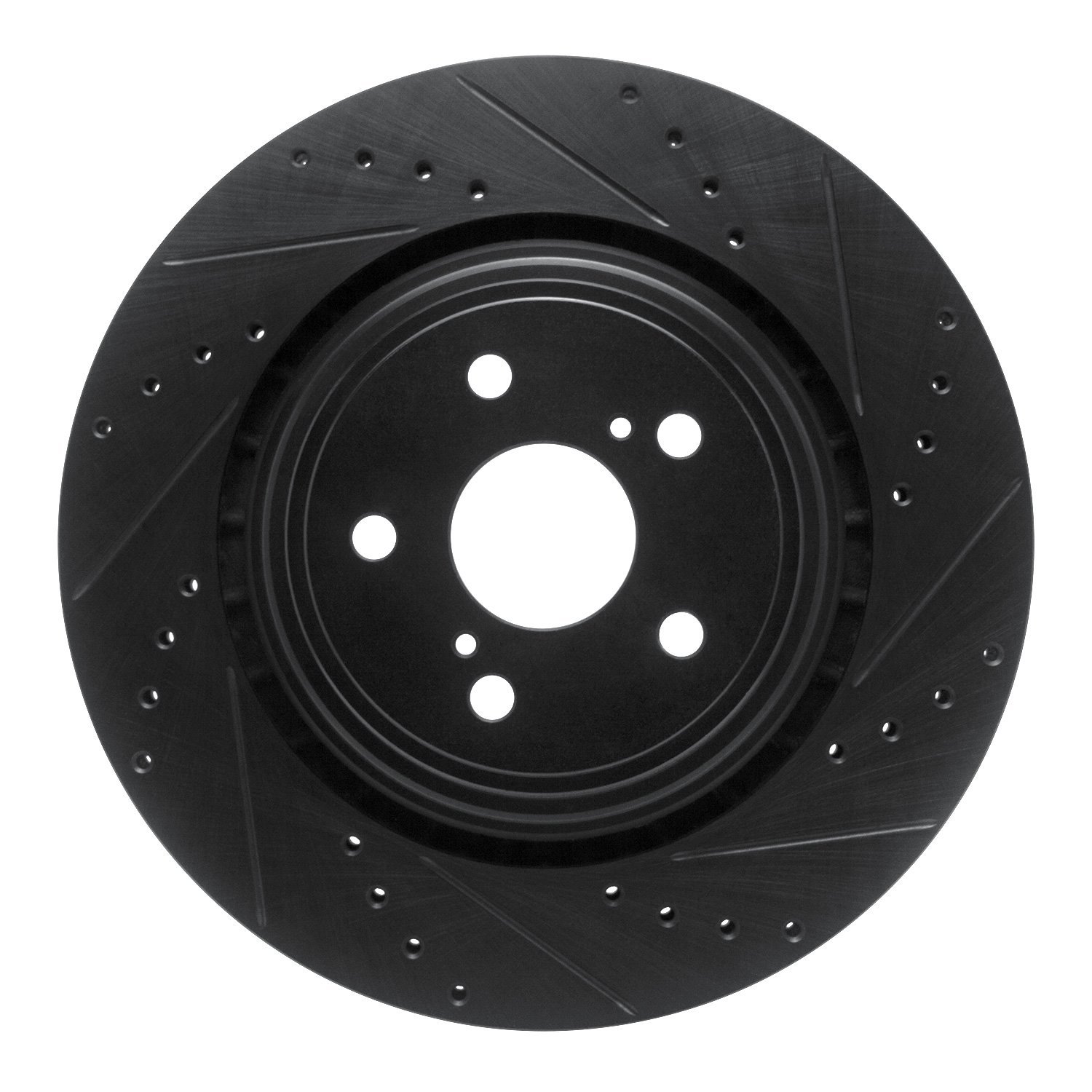 E-Line Drilled & Slotted Black Brake Rotor, Fits Select Lexus/Toyota/Scion, Position: Front Right
