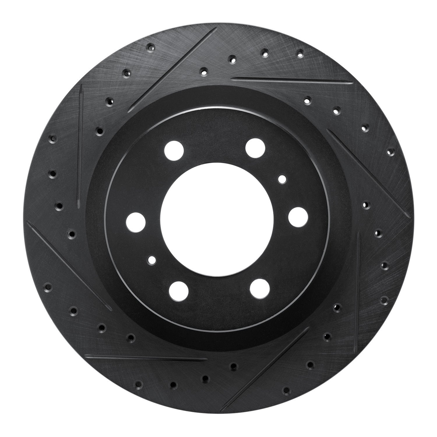 E-Line Drilled & Slotted Black Brake Rotor, Fits Select Lexus/Toyota/Scion, Position: Front Left