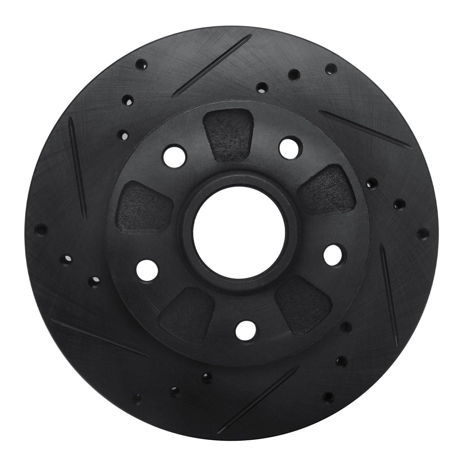 E-Line Drilled & Slotted Black Brake Rotor, 1988-1991 Ford/Lincoln/Mercury/Mazda, Position: Front Left