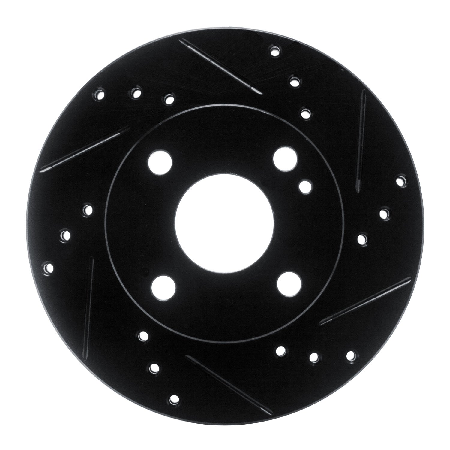 E-Line Drilled & Slotted Black Brake Rotor, 1990-1993 Ford/Lincoln/Mercury/Mazda, Position: Front Right