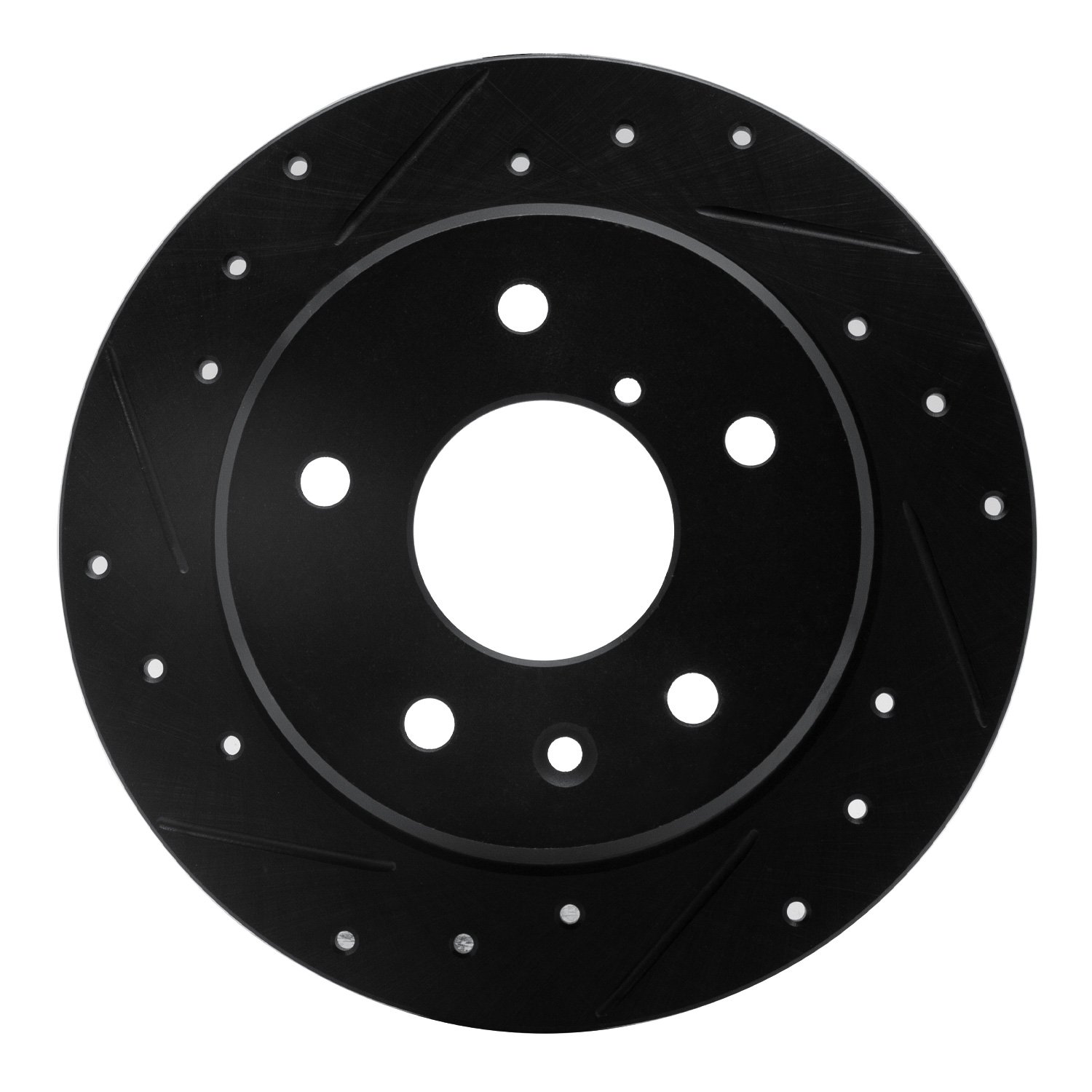 E-Line Drilled & Slotted Black Brake Rotor, 1989-1991 Ford/Lincoln/Mercury/Mazda, Position: Rear Left