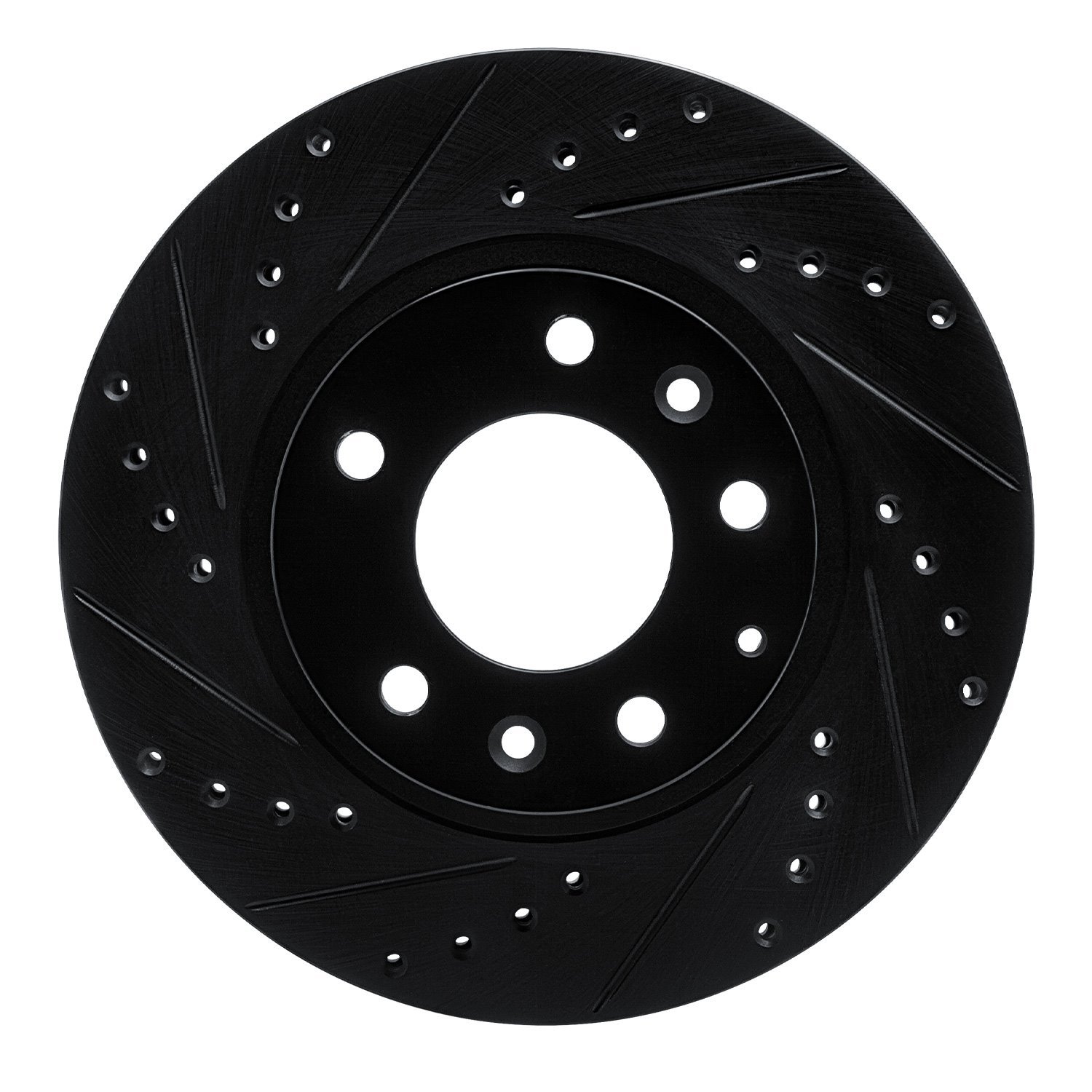 E-Line Drilled & Slotted Black Brake Rotor, 1993-1995 Ford/Lincoln/Mercury/Mazda, Position: Front Left