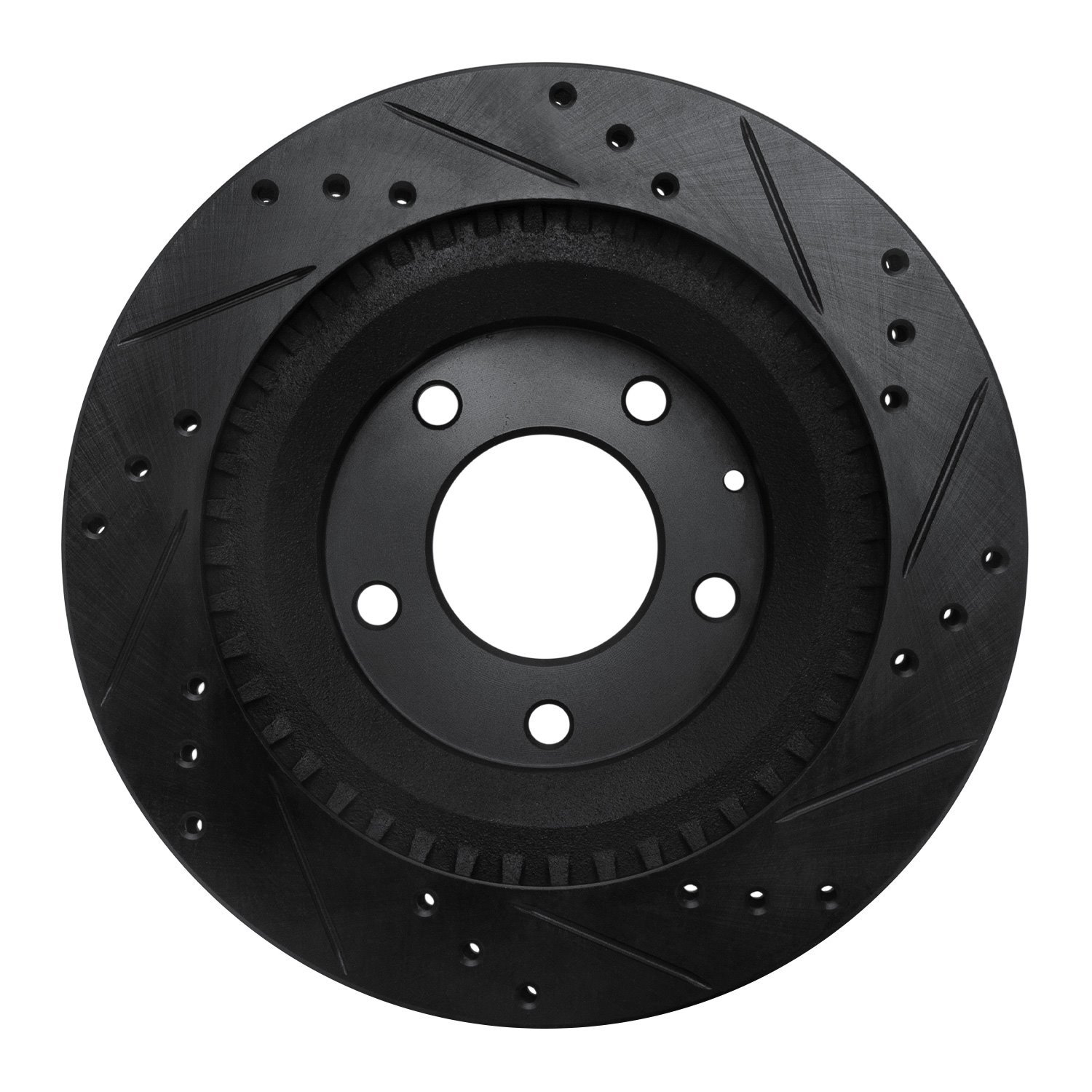 E-Line Drilled & Slotted Black Brake Rotor, 1993-1995 Ford/Lincoln/Mercury/Mazda, Position: Rear Left