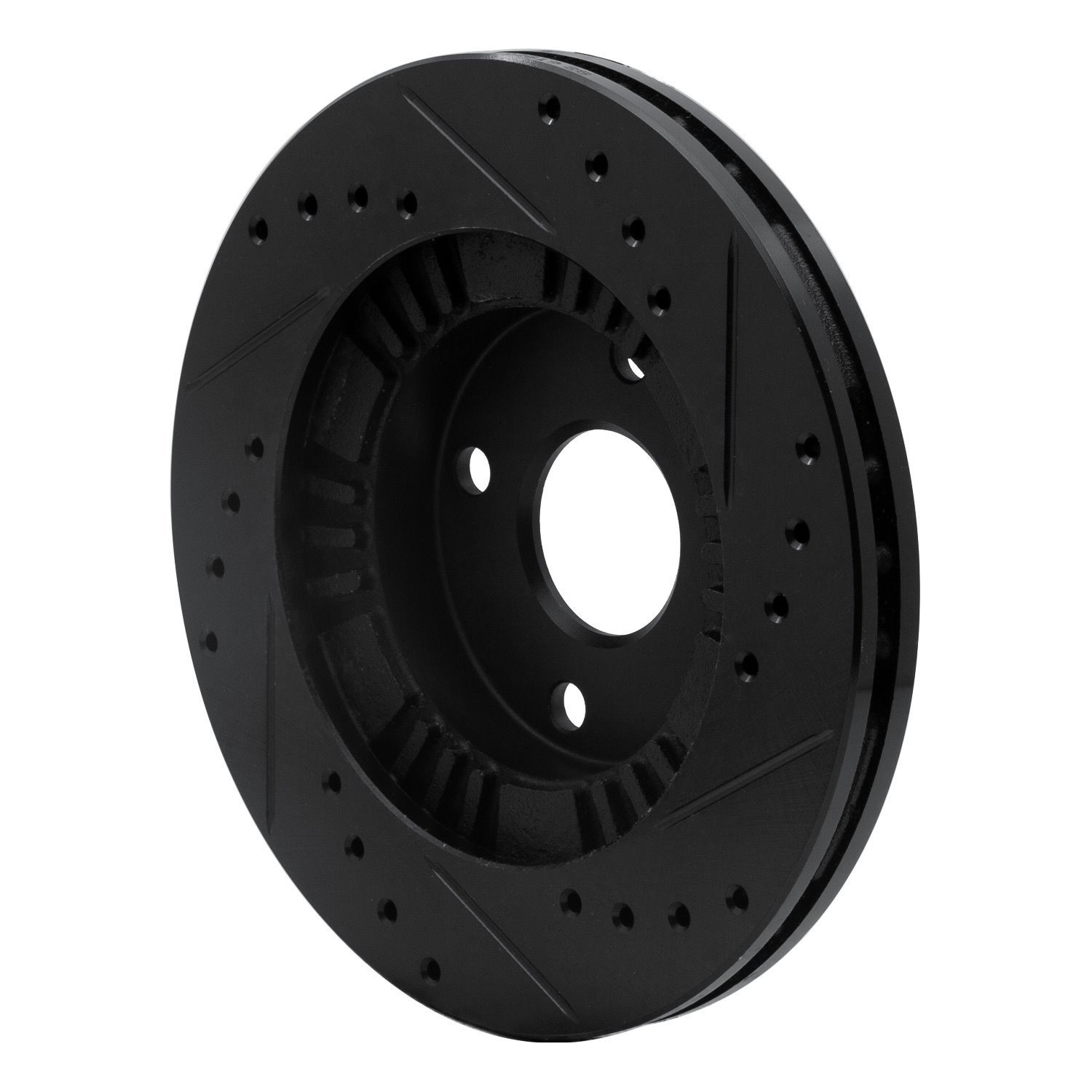 E-Line Drilled & Slotted Black Brake Rotor, 1999-2003 Ford/Lincoln/Mercury/Mazda, Position: Front Left