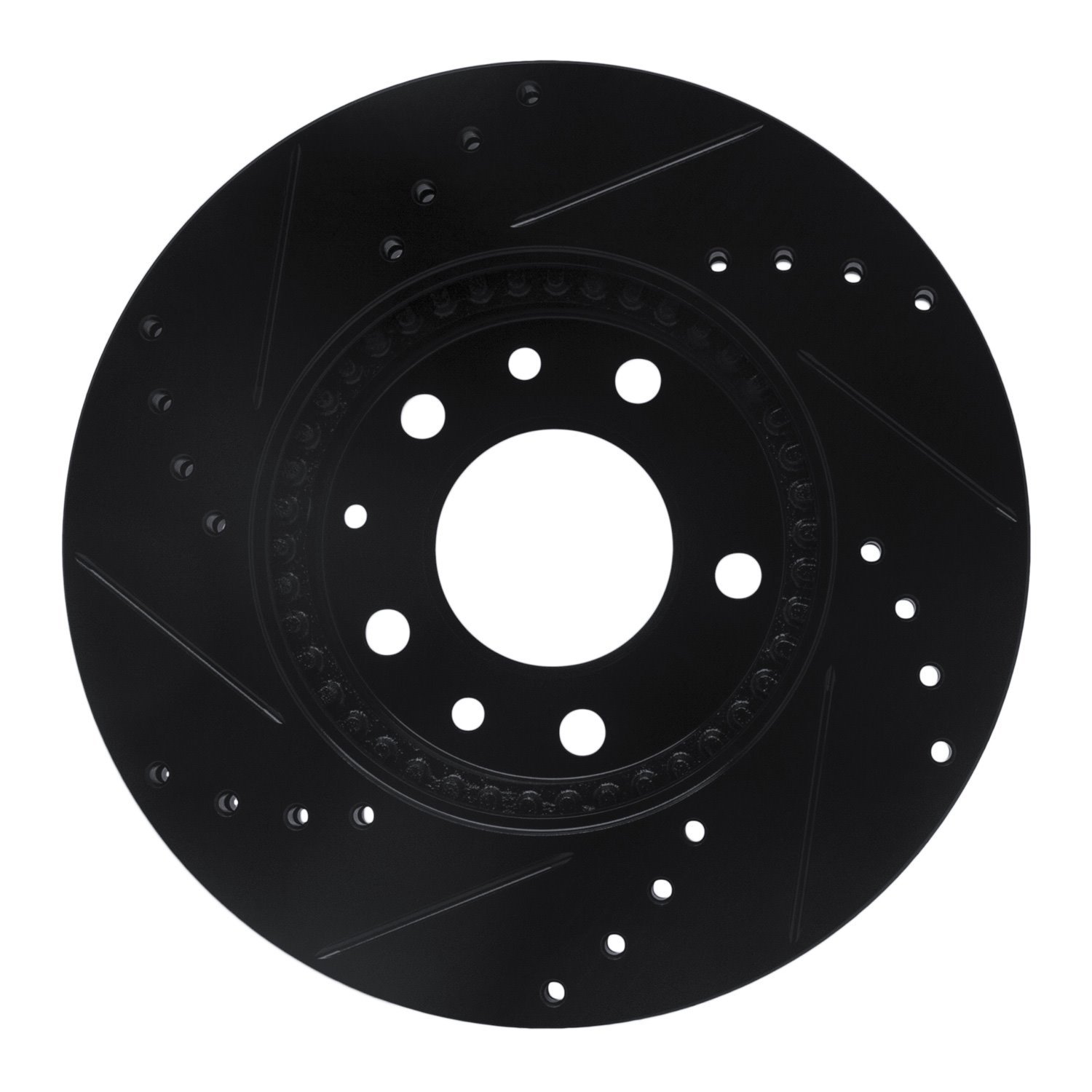 E-Line Drilled & Slotted Black Brake Rotor, 2003-2005 Ford/Lincoln/Mercury/Mazda, Position: Front Right