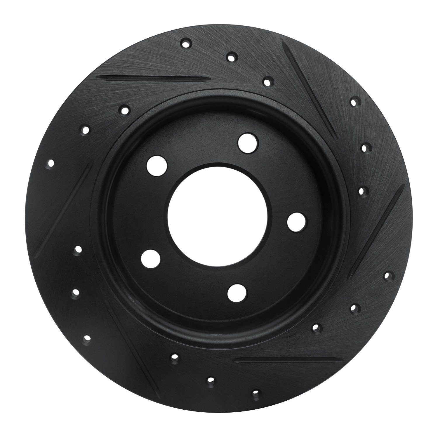 E-Line Drilled & Slotted Black Brake Rotor, 2004-2013 Ford/Lincoln/Mercury/Mazda, Position: Rear Left