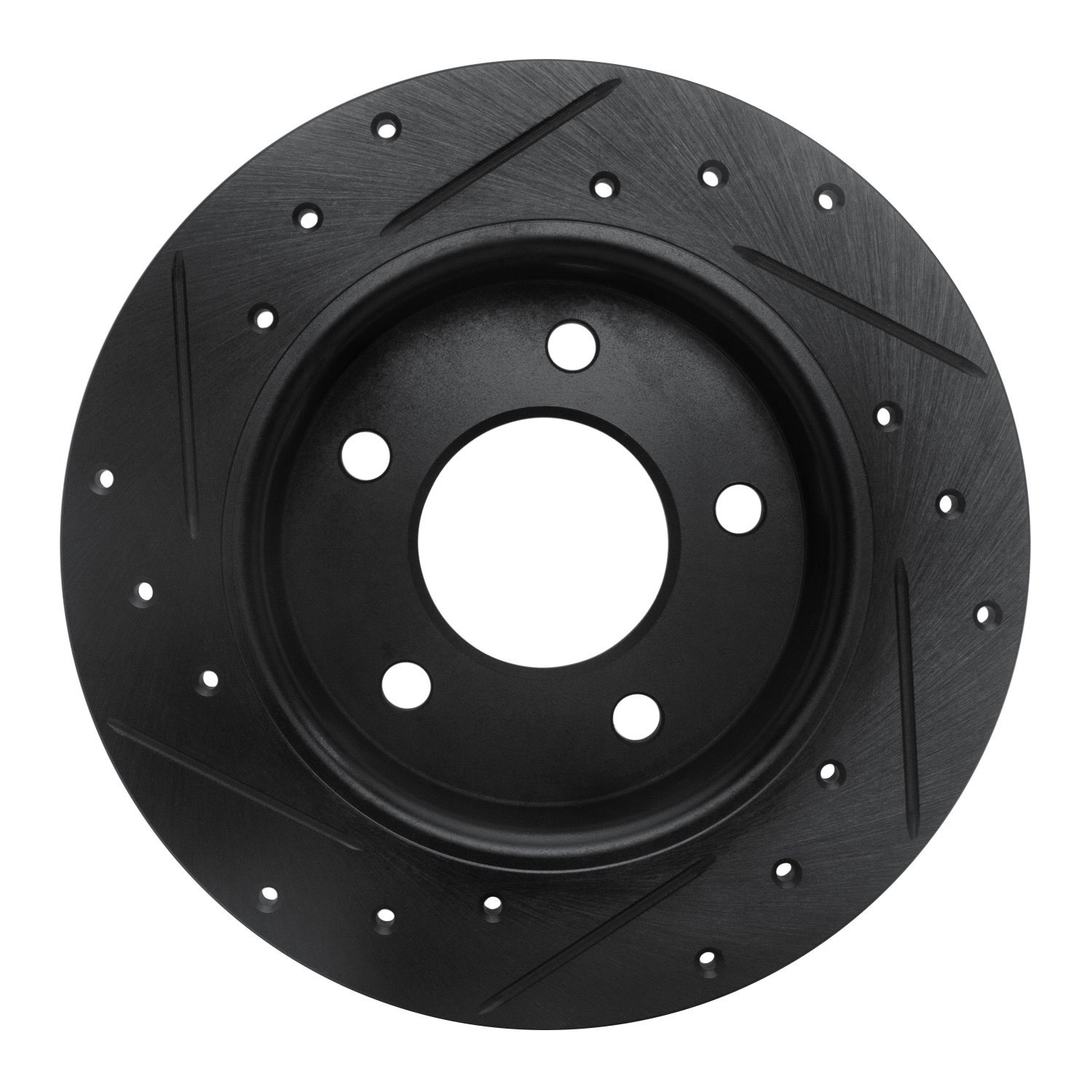 E-Line Drilled & Slotted Black Brake Rotor, 2004-2013 Ford/Lincoln/Mercury/Mazda, Position: Rear Right