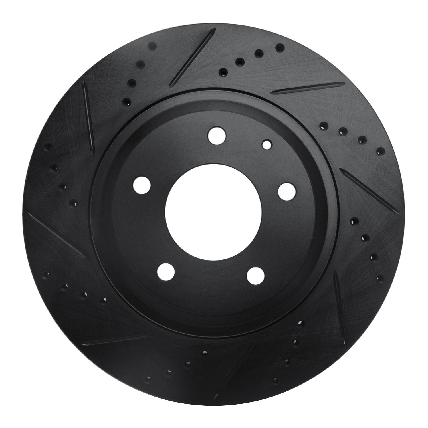 E-Line Drilled & Slotted Black Brake Rotor, 2004-2011 Ford/Lincoln/Mercury/Mazda, Position: Rear Left