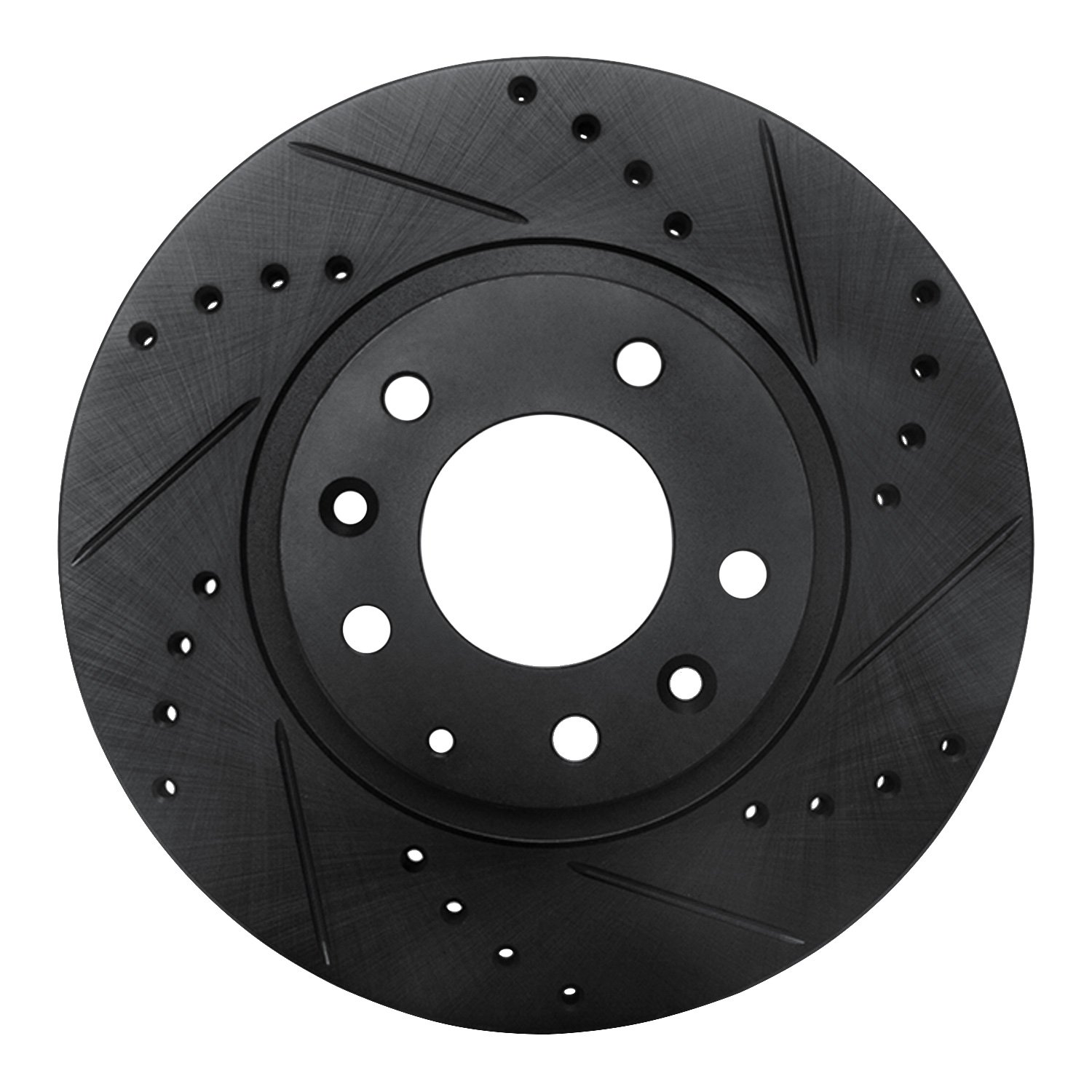 E-Line Drilled & Slotted Black Brake Rotor, 2006-2015 Ford/Lincoln/Mercury/Mazda, Position: Front Right