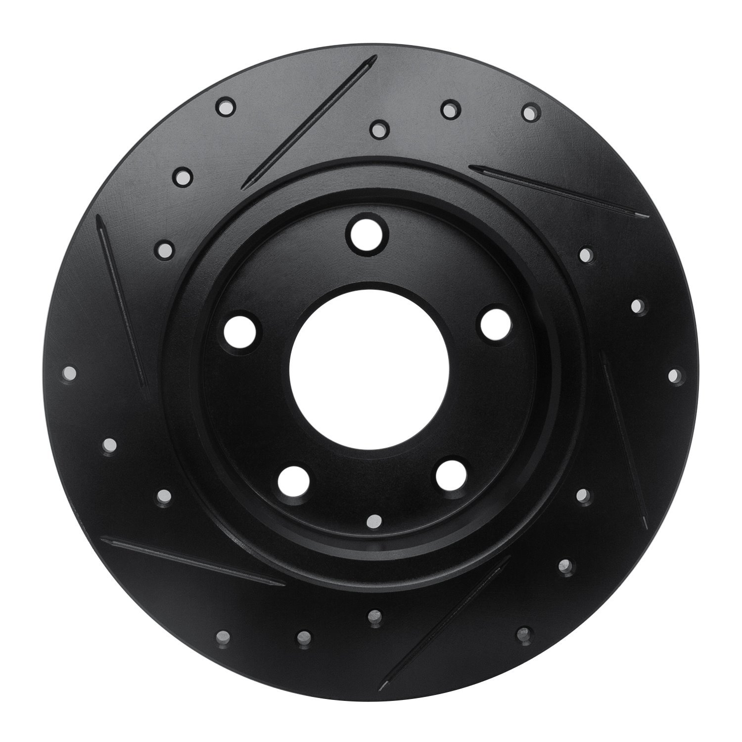 E-Line Drilled & Slotted Black Brake Rotor, 2014-2016 Ford/Lincoln/Mercury/Mazda, Position: Rear Right