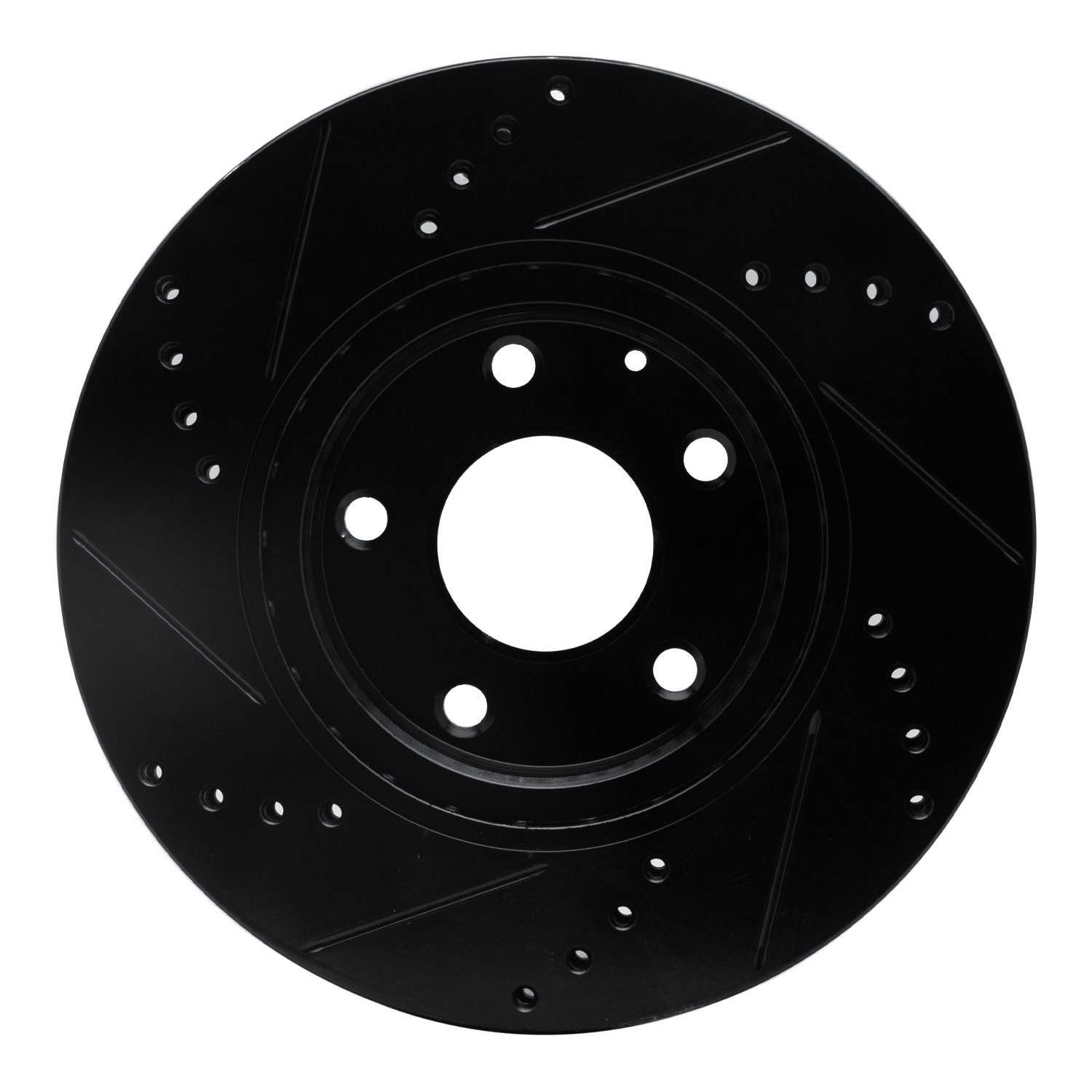 E-Line Drilled & Slotted Black Brake Rotor, Fits Select Ford/Lincoln/Mercury/Mazda, Position: Front Right