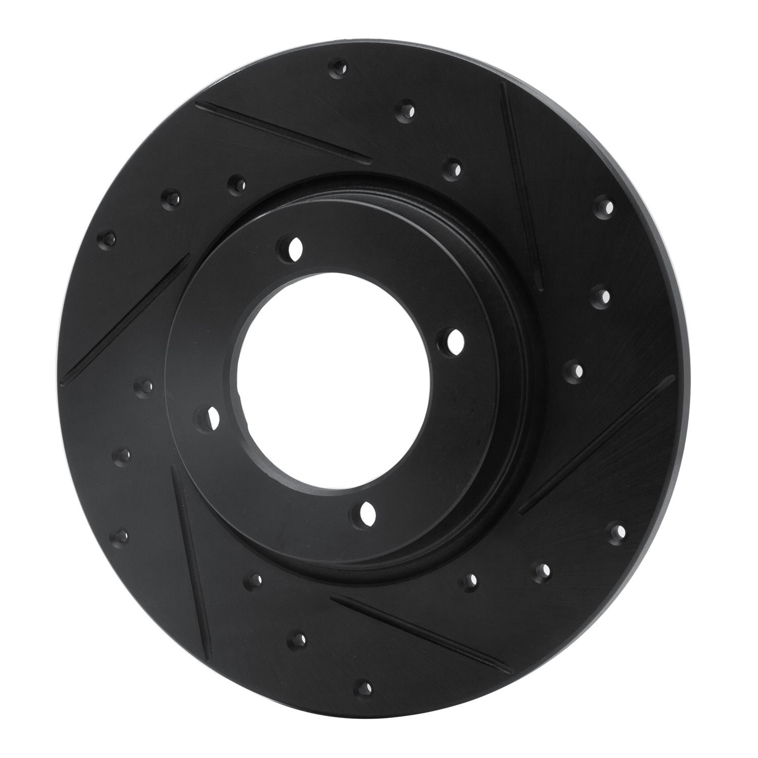 E-Line Drilled & Slotted Black Brake Rotor, 1974-1984 Ford/Lincoln/Mercury/Mazda, Position: Front Right