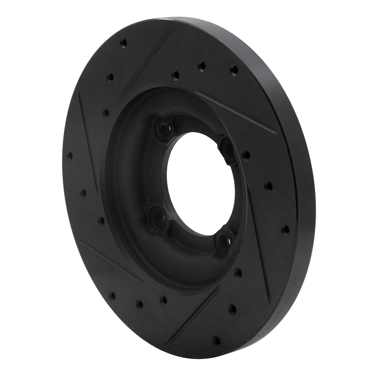 E-Line Drilled & Slotted Black Brake Rotor, 1982-1984 Ford/Lincoln/Mercury/Mazda, Position: Front Right