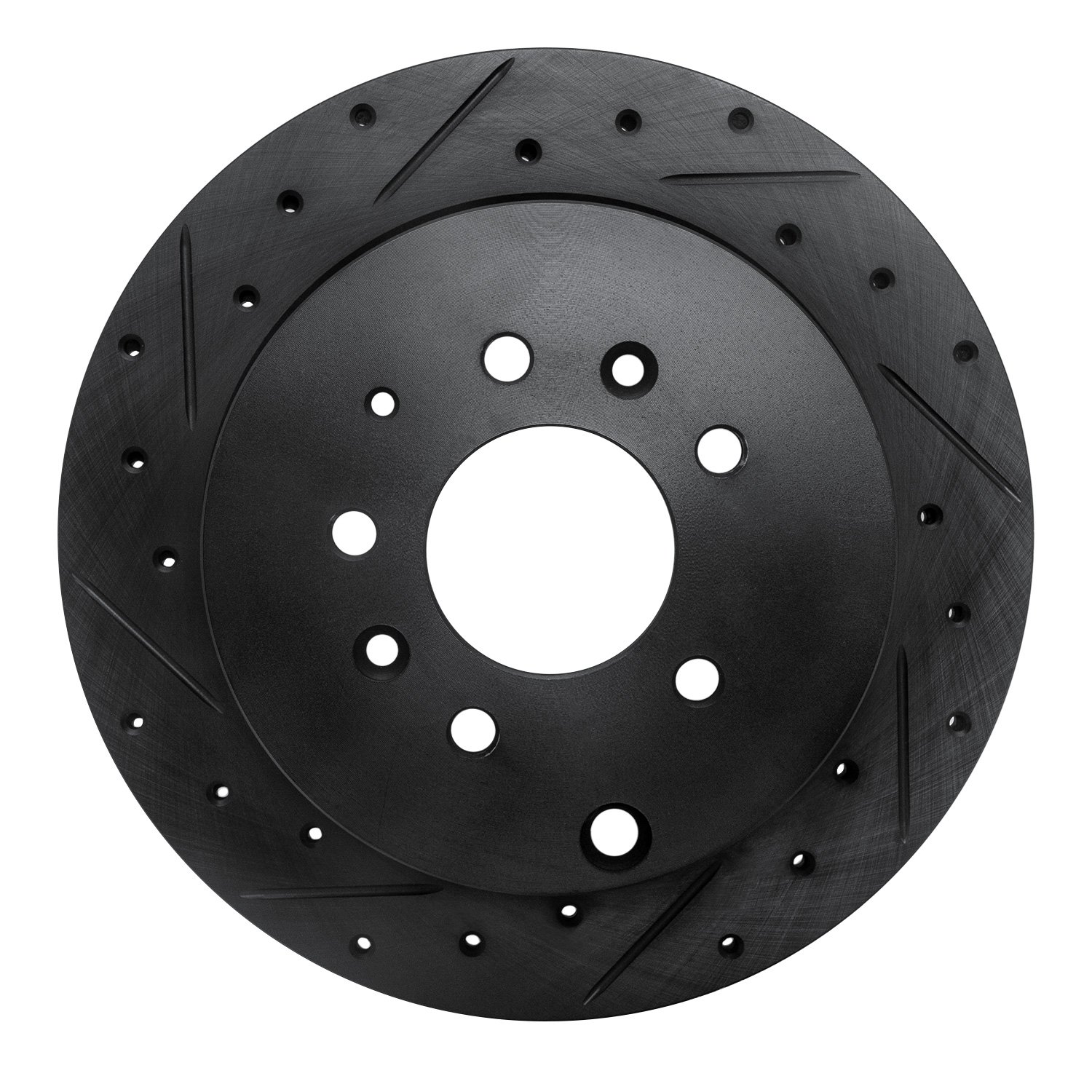 E-Line Drilled & Slotted Black Brake Rotor, 2007-2012 Ford/Lincoln/Mercury/Mazda, Position: Rear Left