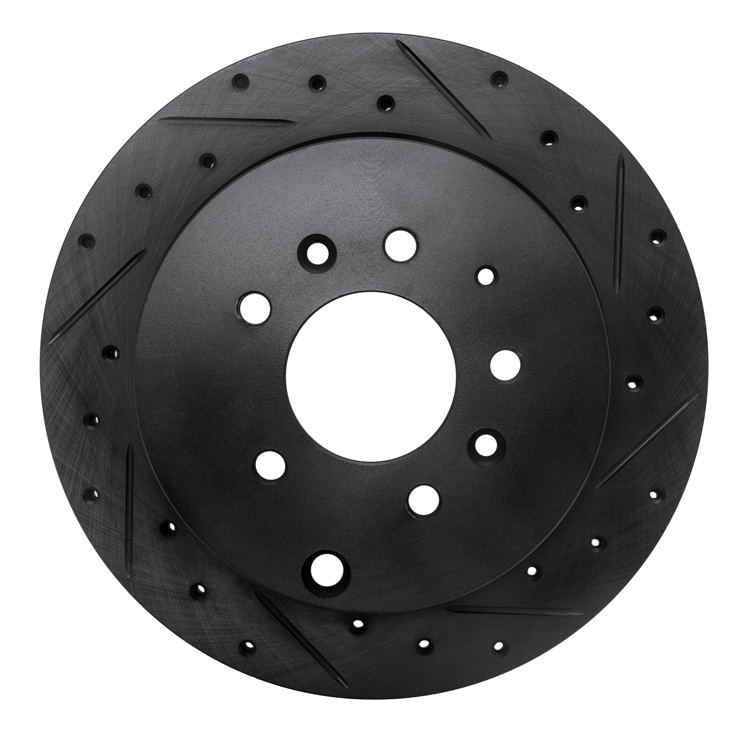 E-Line Drilled & Slotted Black Brake Rotor, 2007-2012 Ford/Lincoln/Mercury/Mazda, Position: Rear Right