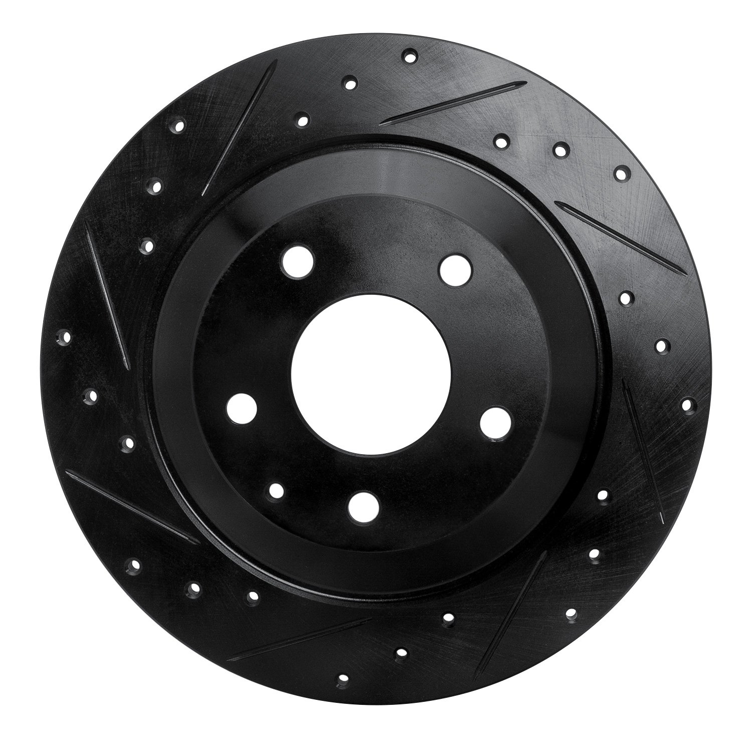 E-Line Drilled & Slotted Black Brake Rotor, 2013-2018 Ford/Lincoln/Mercury/Mazda, Position: Rear Left