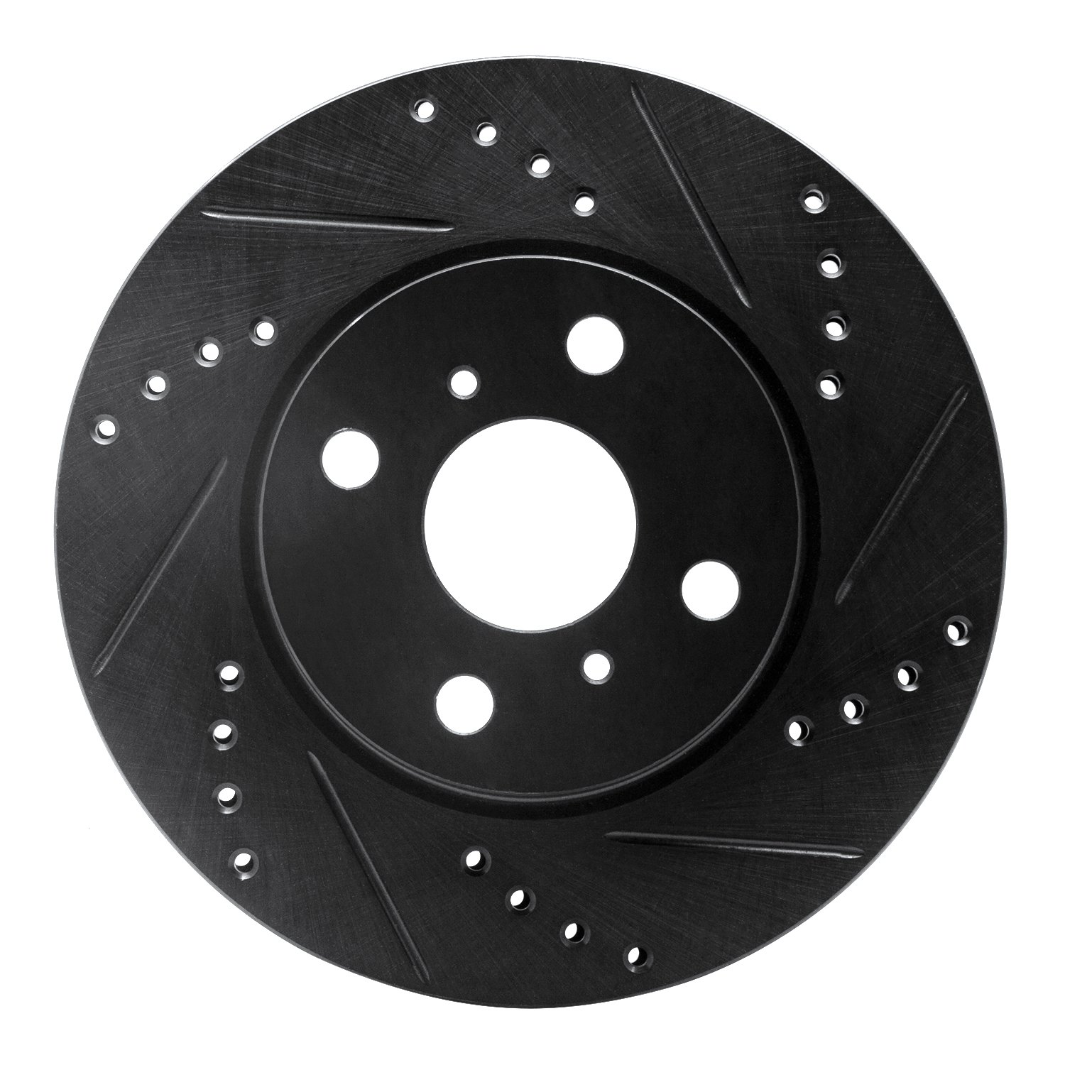 E-Line Drilled & Slotted Black Brake Rotor, 2012-2015 Lexus/Toyota/Scion, Position: Front Right