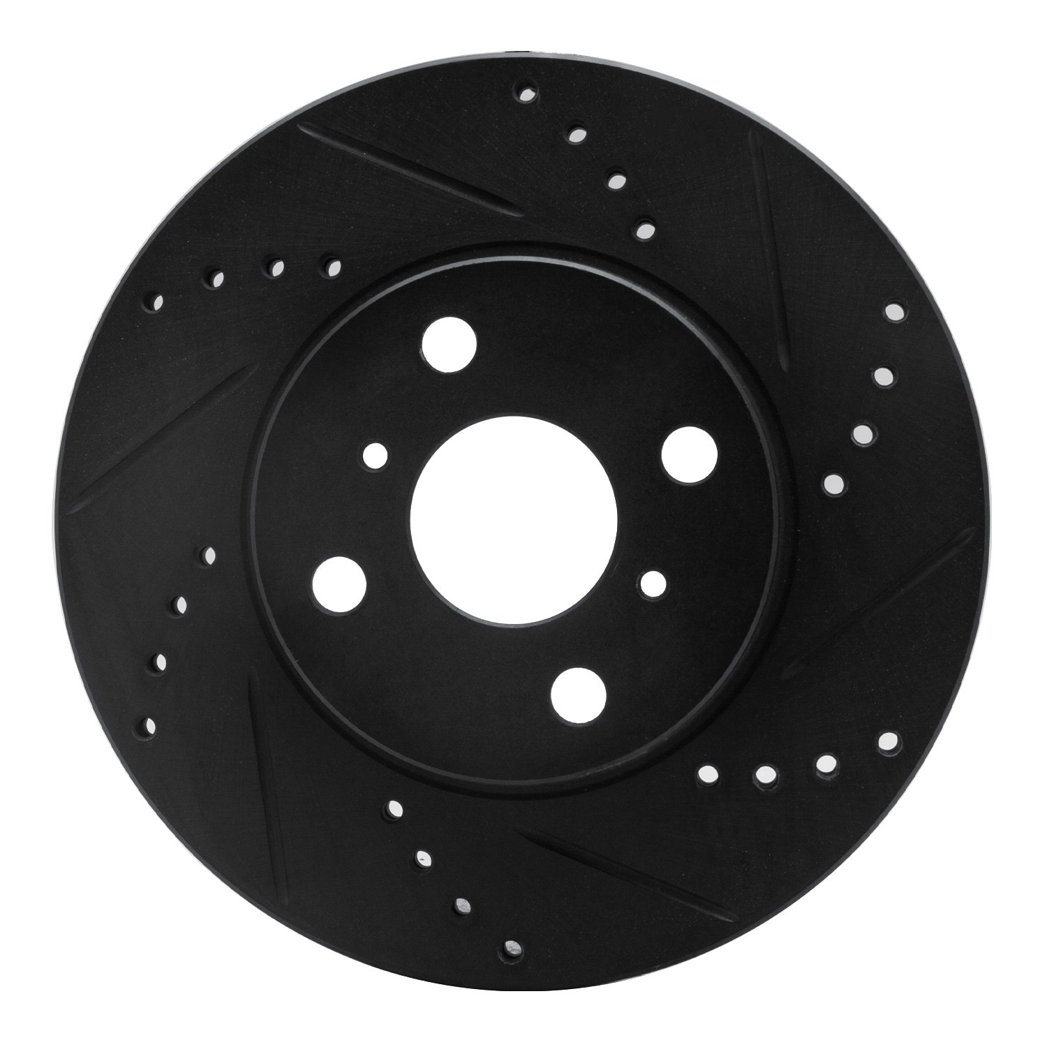 E-Line Drilled & Slotted Black Brake Rotor, 2004-2006 Lexus/Toyota/Scion, Position: Front Right