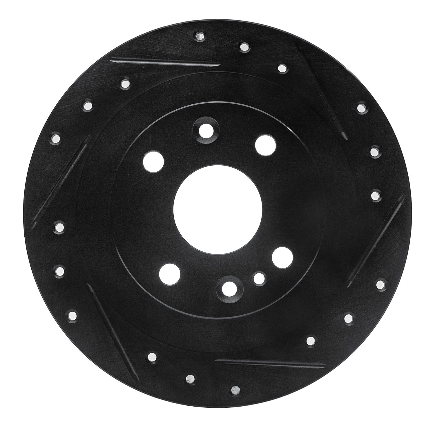 E-Line Drilled & Slotted Black Brake Rotor, 2000-2006 Peugeot, Position: Rear Right