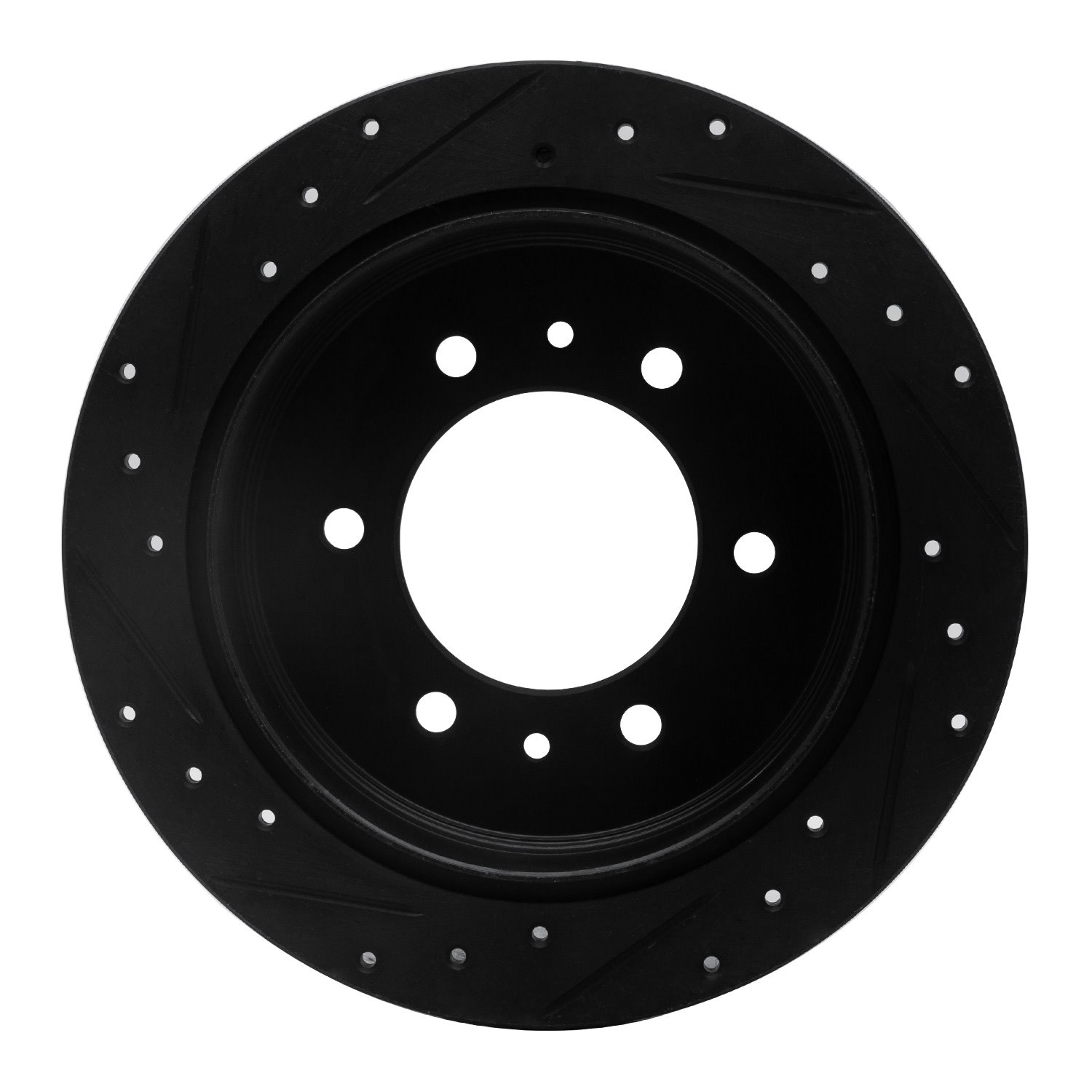 E-Line Drilled & Slotted Black Brake Rotor, 2006-2010 GM, Position: Rear Right