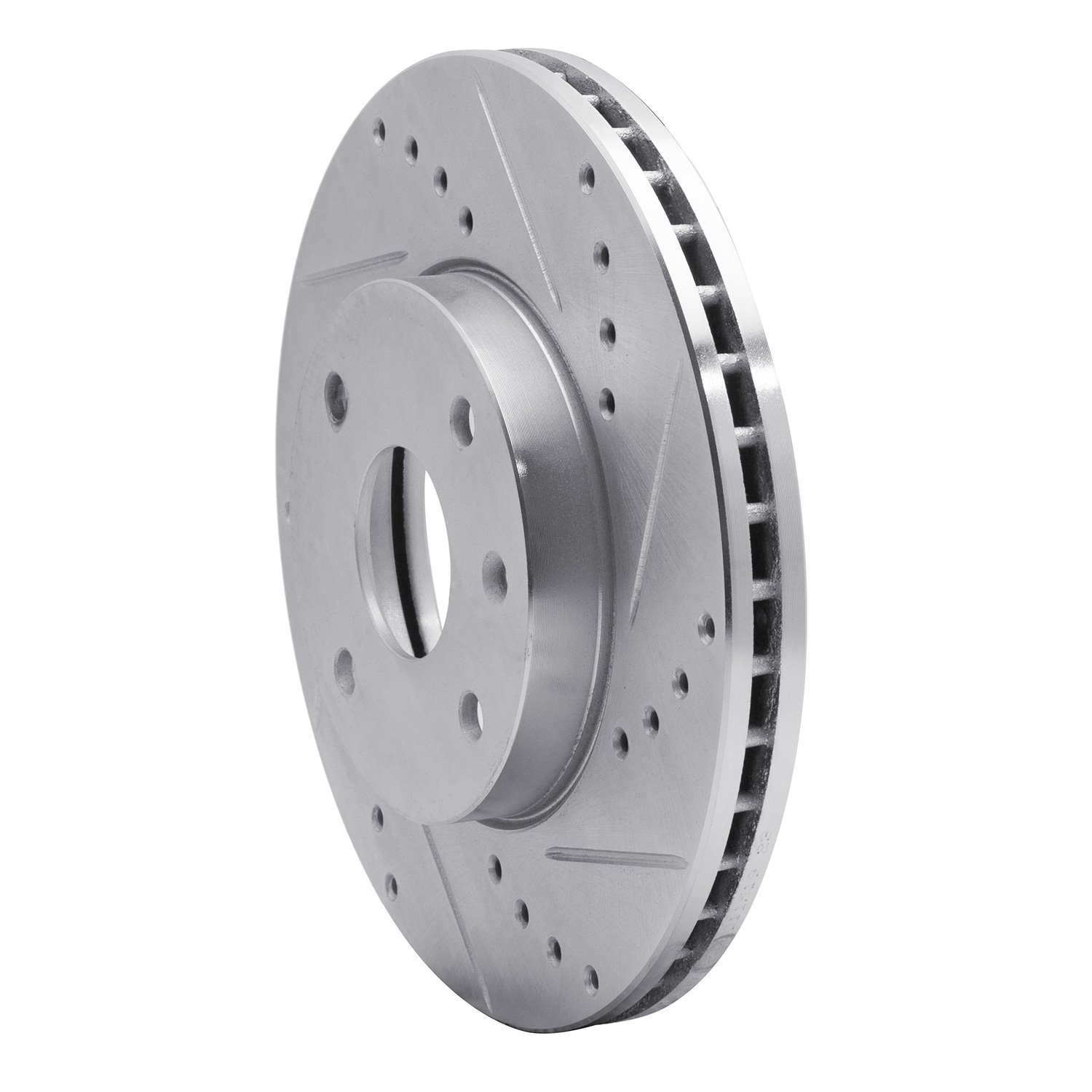 E-Line Drilled & Slotted Silver Brake Rotor, 2004-2010 Fits Multiple Makes/Models, Position: Front Right