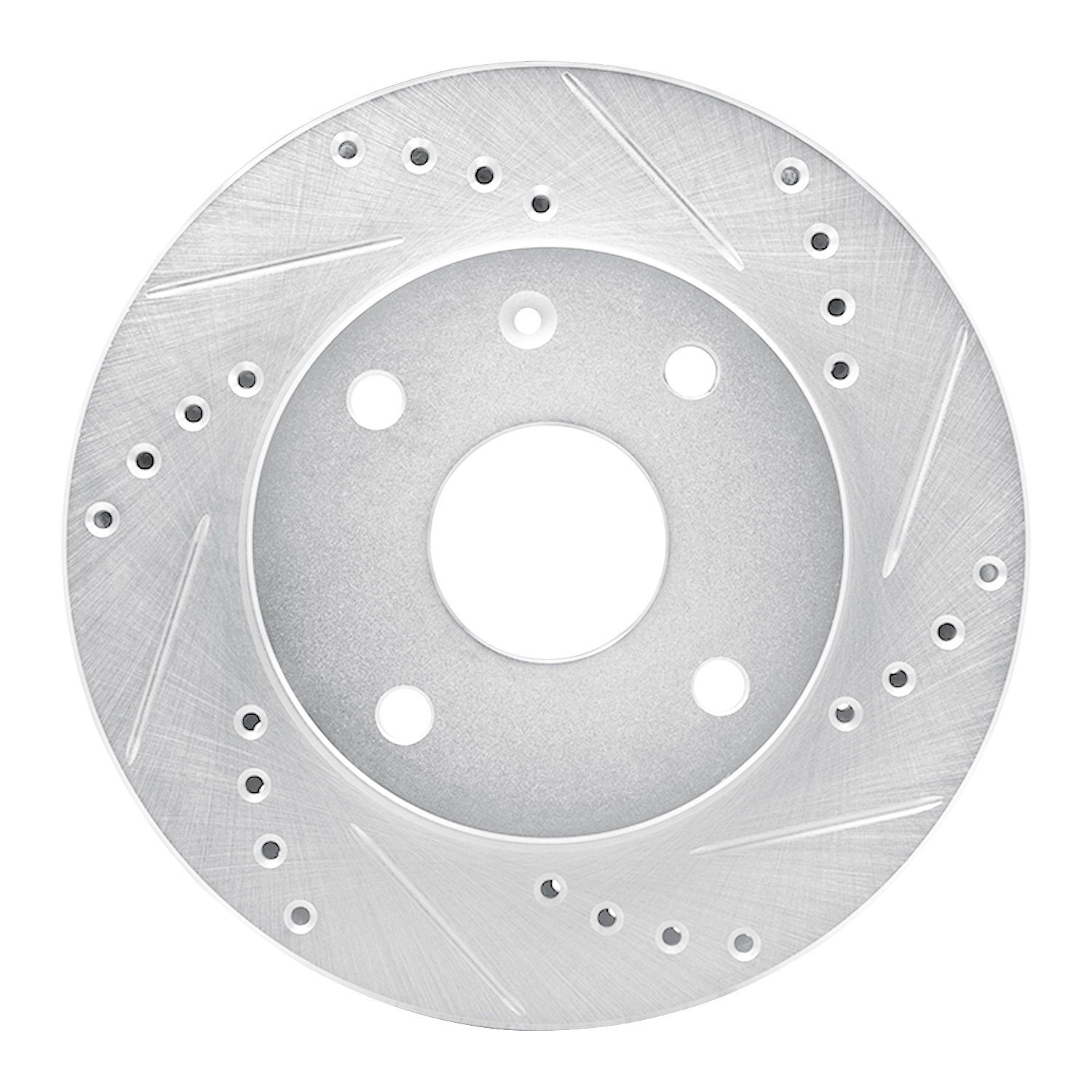 E-Line Drilled & Slotted Silver Brake Rotor, 2004-2010 Fits Multiple Makes/Models, Position: Front Right