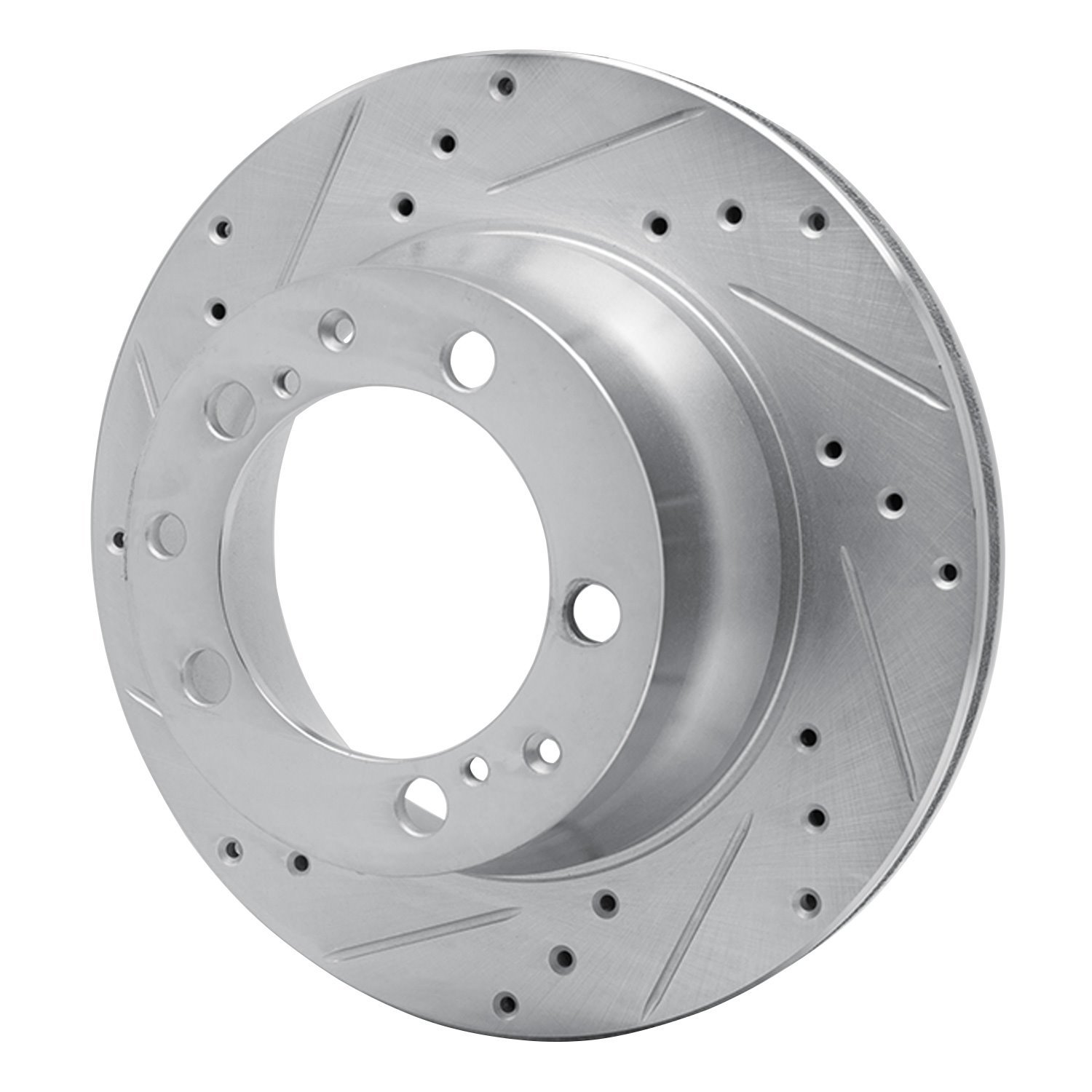 E-Line Drilled & Slotted Silver Brake Rotor, 1987-1997 Audi/Porsche/Volkswagen, Position: Rear Left