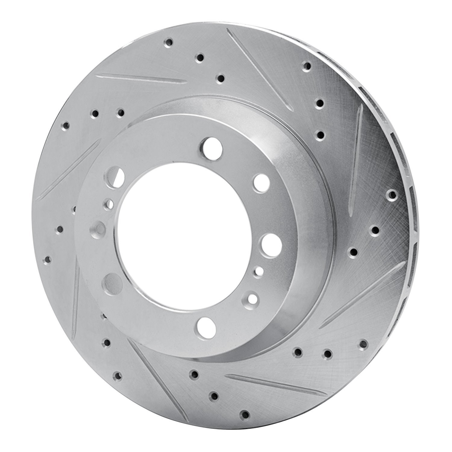 E-Line Drilled & Slotted Silver Brake Rotor, 1991-1997 Audi/Porsche/Volkswagen, Position: Rear Left