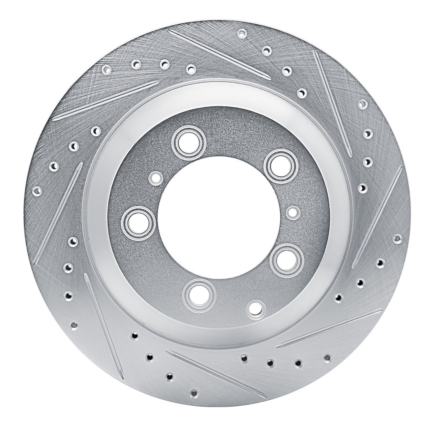 E-Line Drilled & Slotted Silver Brake Rotor, 2019-2021 Audi/Porsche/Volkswagen, Position: Rear Right